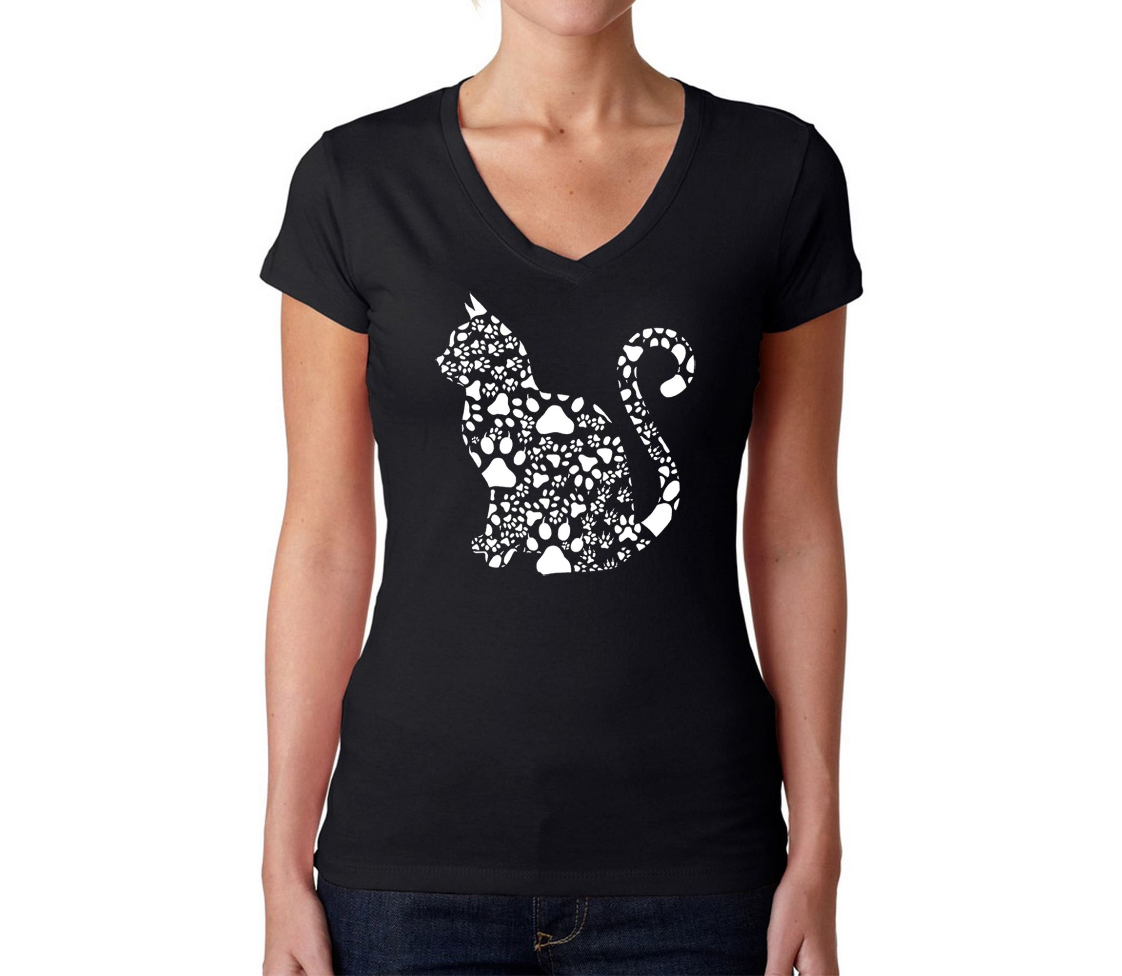 Cat Claws - Womens Word Art V-Neck T-Shirt