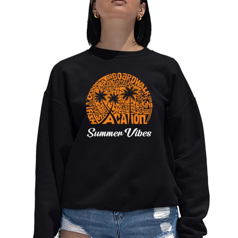 Summer Vibes - Womens Word Art Crewneck Sweatshirt