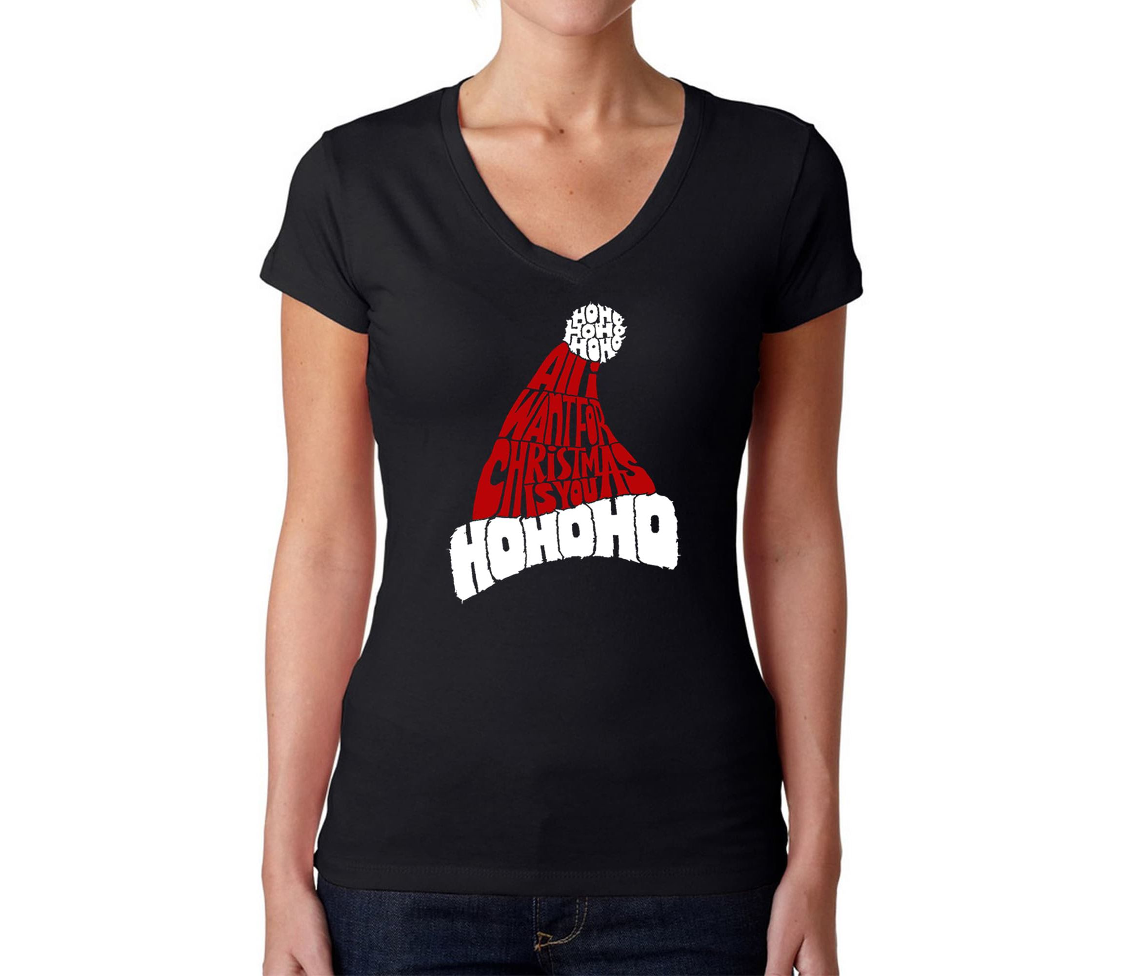 All I Want for Christmas is You - Womens Word Art V-Neck T-Shirt