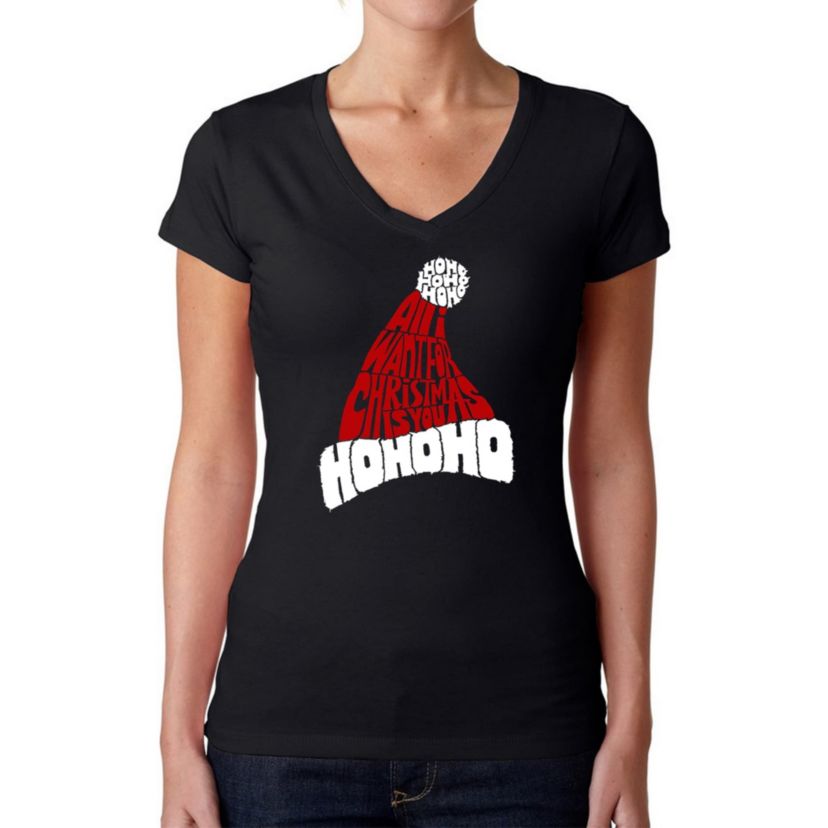 All I Want for Christmas is You - Womens Word Art V-Neck T-Shirt