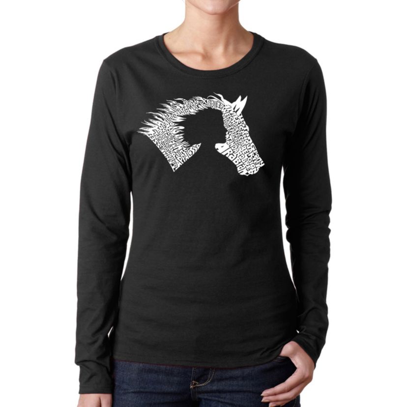 Girl Horse - Womens Word Art Long Sleeve T-Shirt