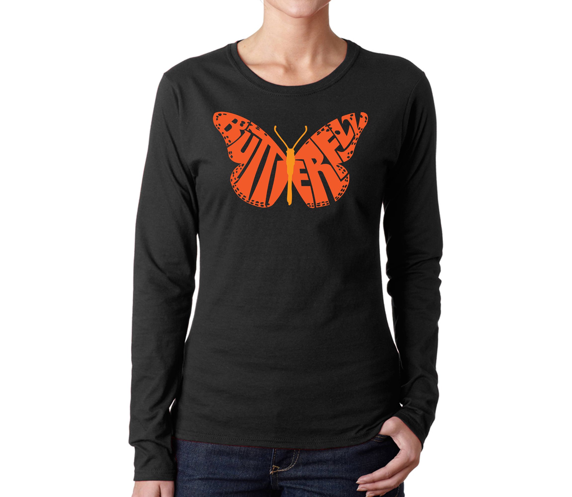 Butterfly - Womens Word Art Long Sleeve T-Shirt