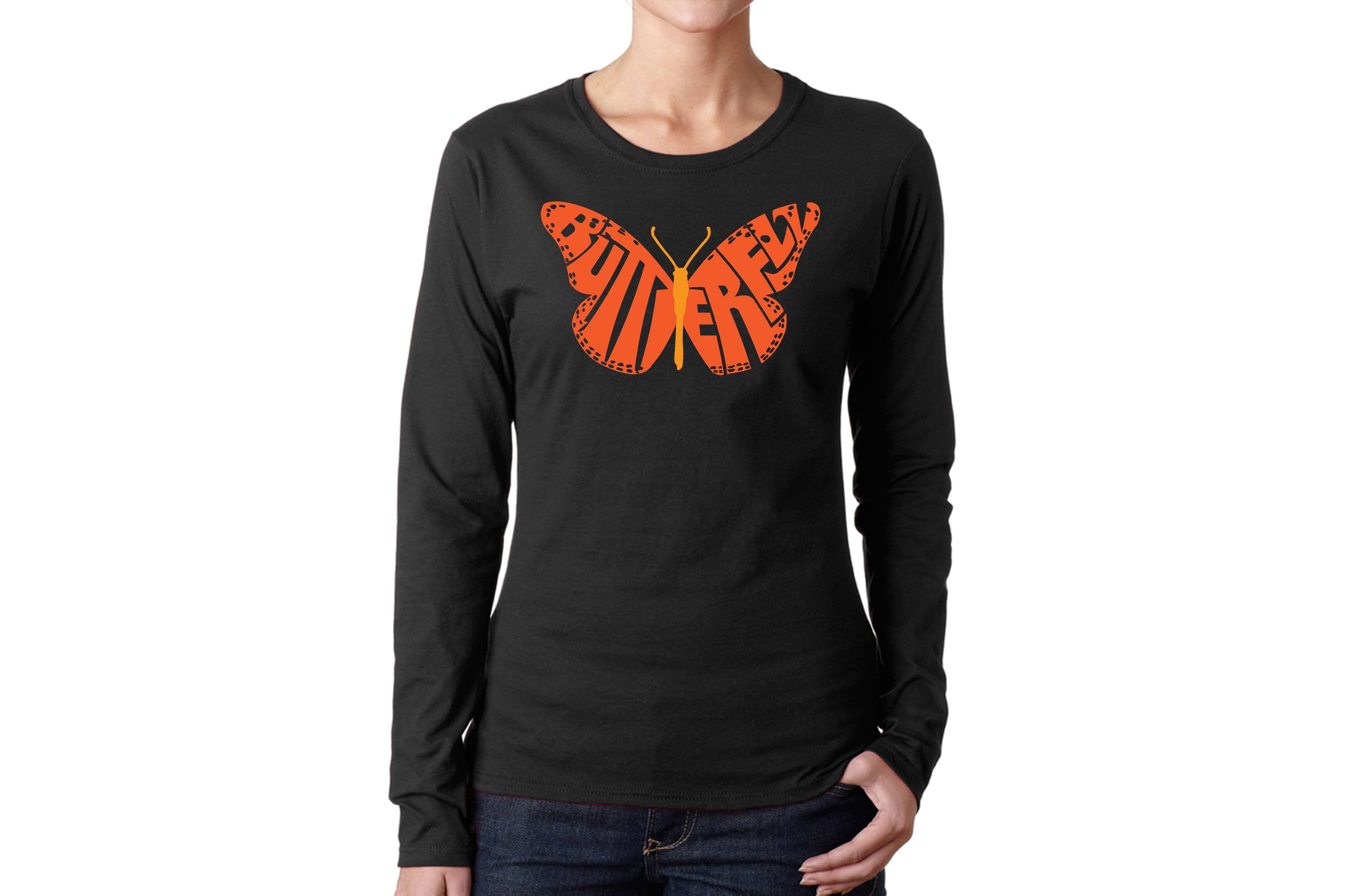 Butterfly - Womens Word Art Long Sleeve T-Shirt
