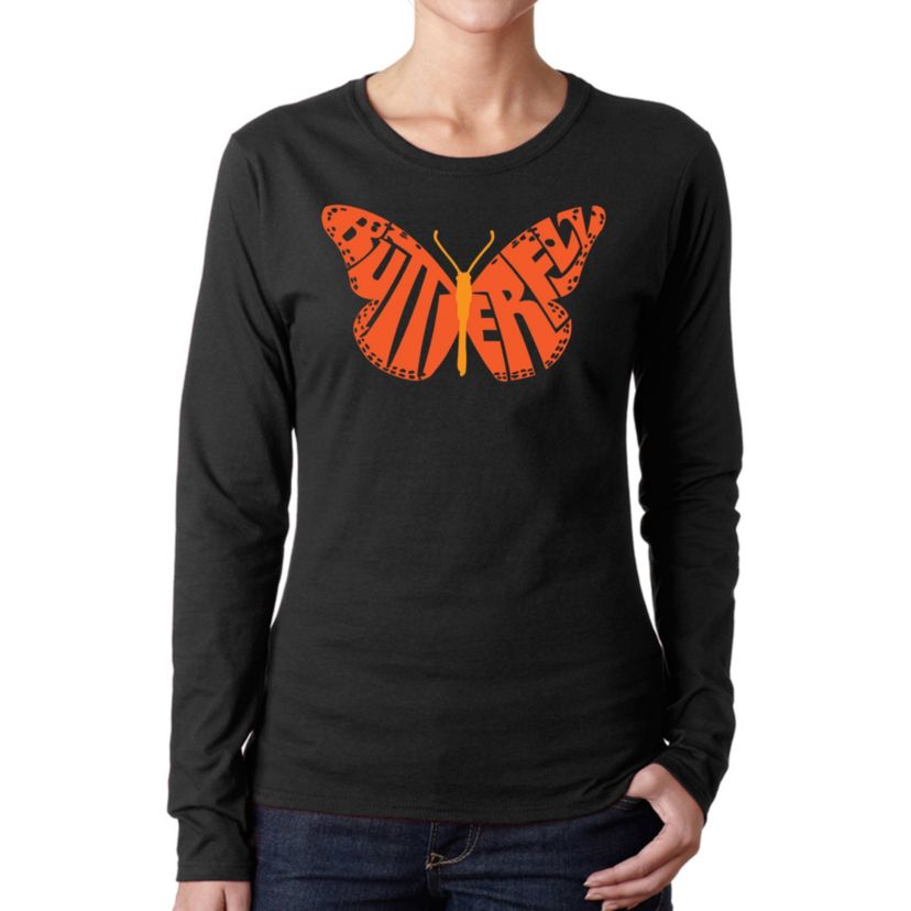 Butterfly - Womens Word Art Long Sleeve T-Shirt