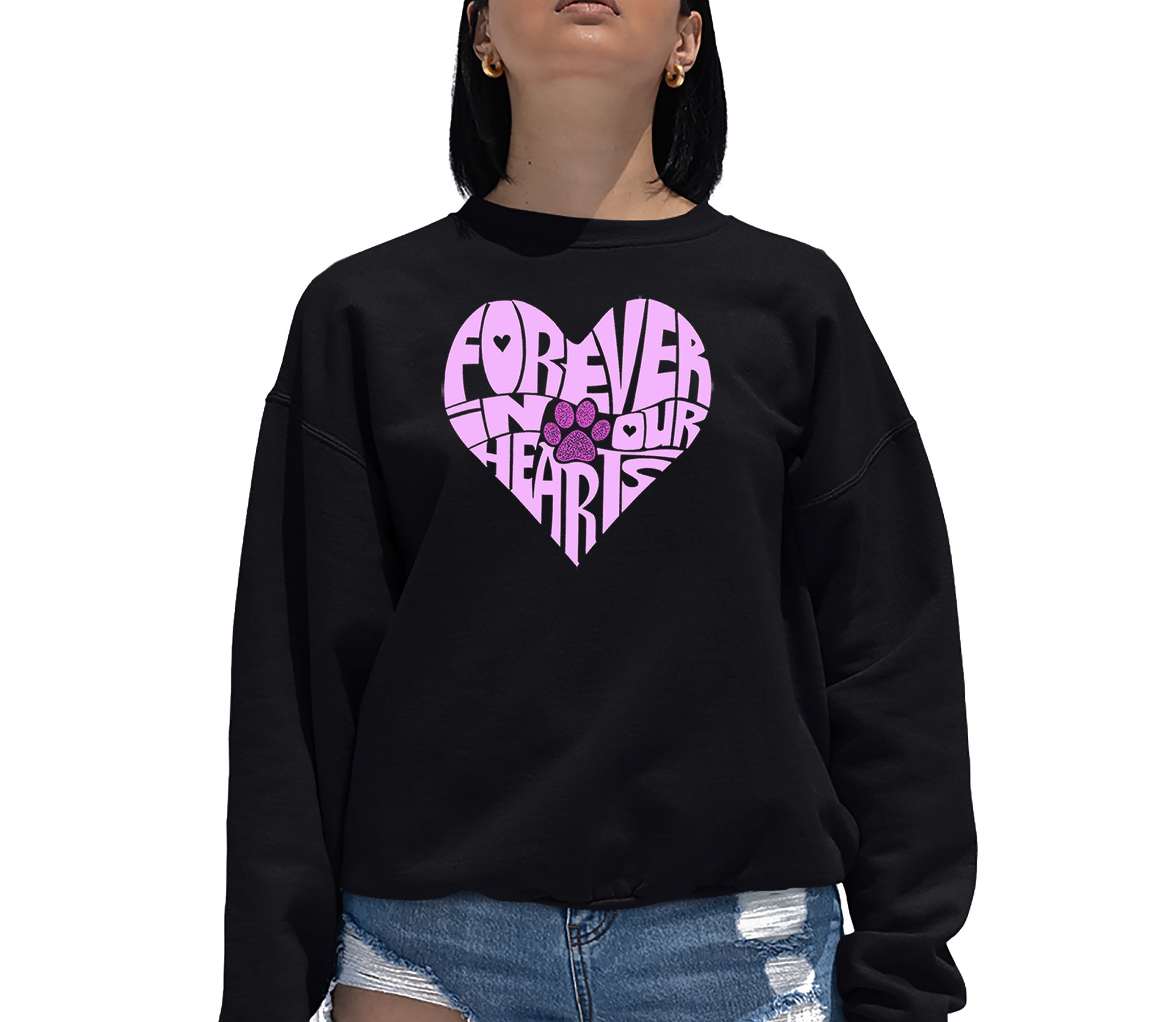 Forever In Our Hearts - Womens Word Art Crewneck Sweatshirt