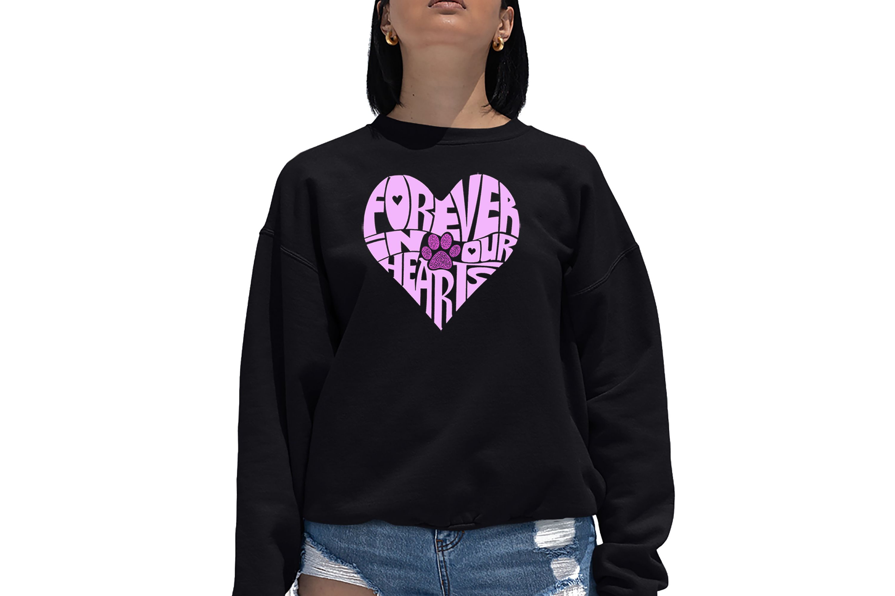 Forever In Our Hearts - Womens Word Art Crewneck Sweatshirt