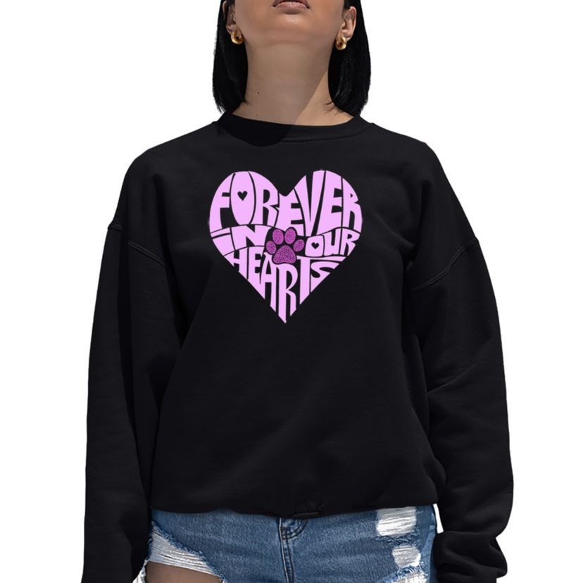 Forever In Our Hearts - Womens Word Art Crewneck Sweatshirt
