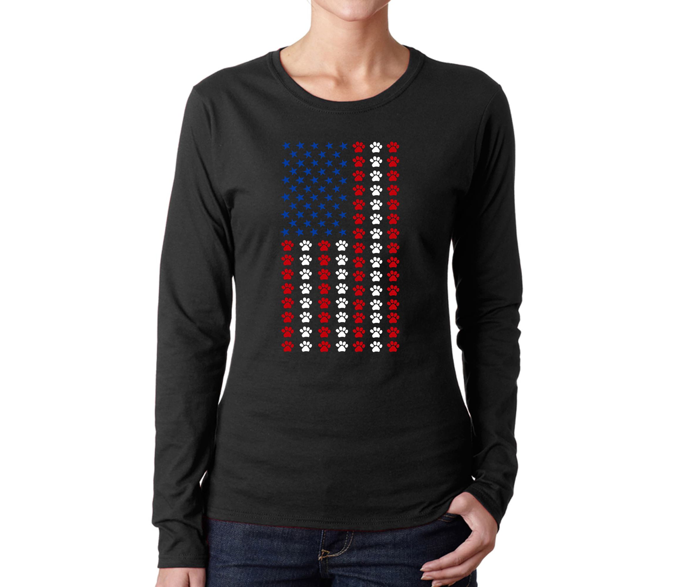 Paws Flag - Womens Word Art Long Sleeve T-Shirt