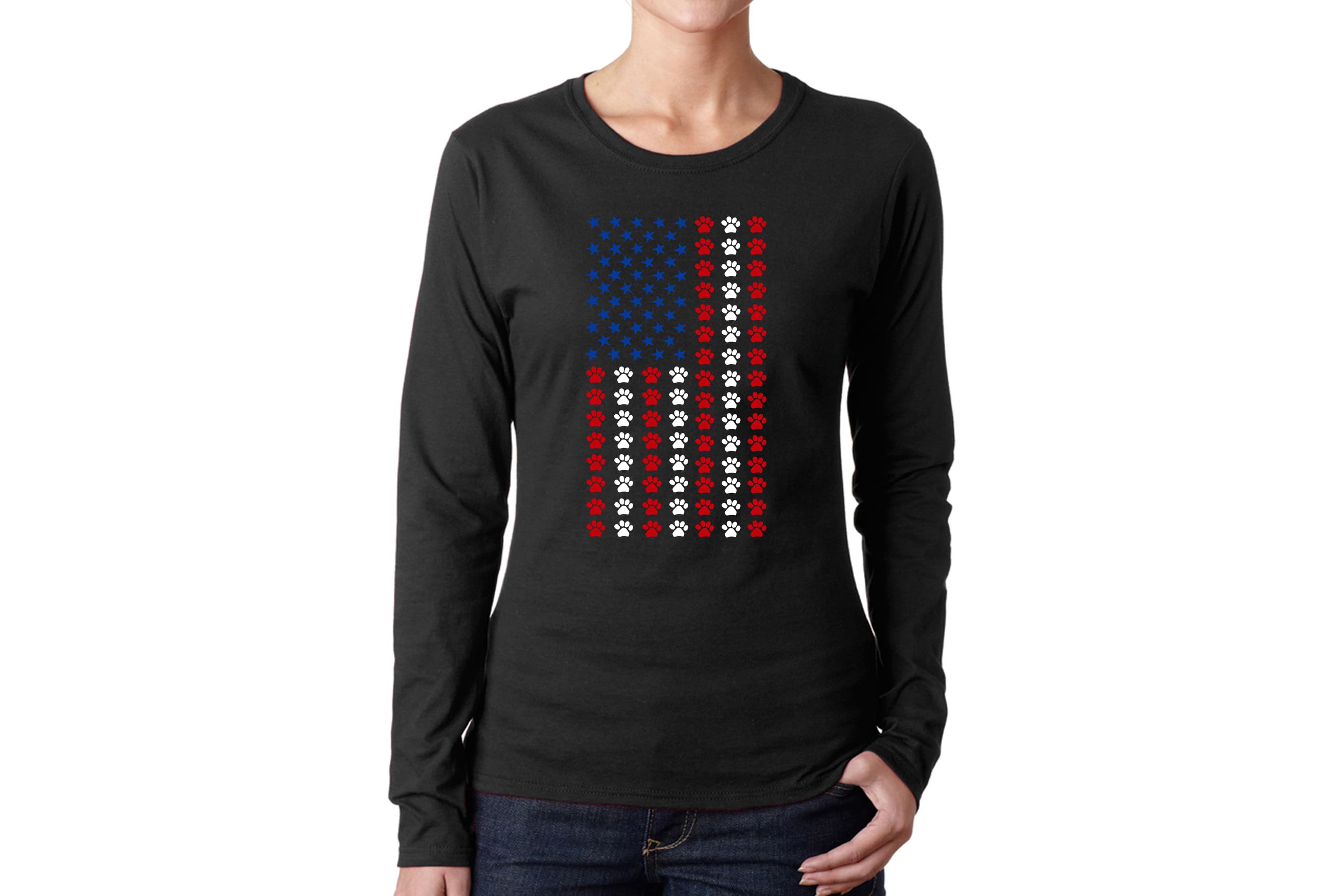Paws Flag - Womens Word Art Long Sleeve T-Shirt