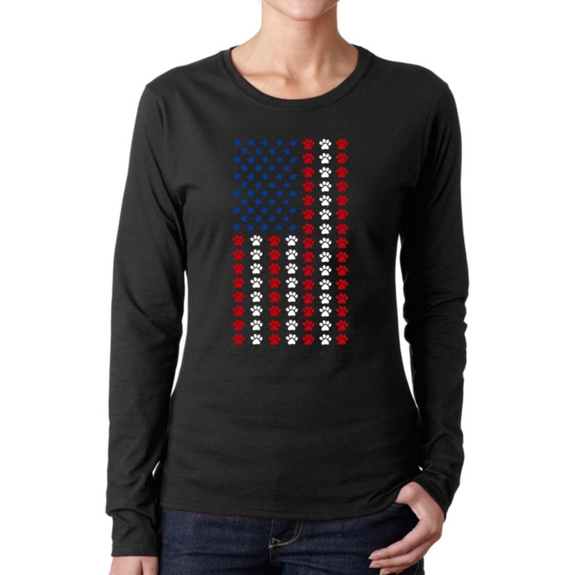 Paws Flag - Womens Word Art Long Sleeve T-Shirt