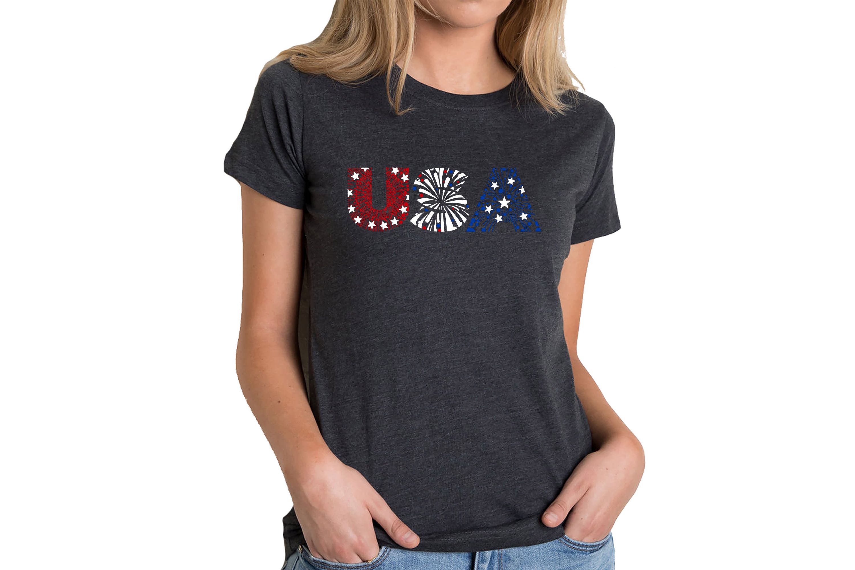 USA Fireworks - Womens Premium Blend Word Art T-Shirt