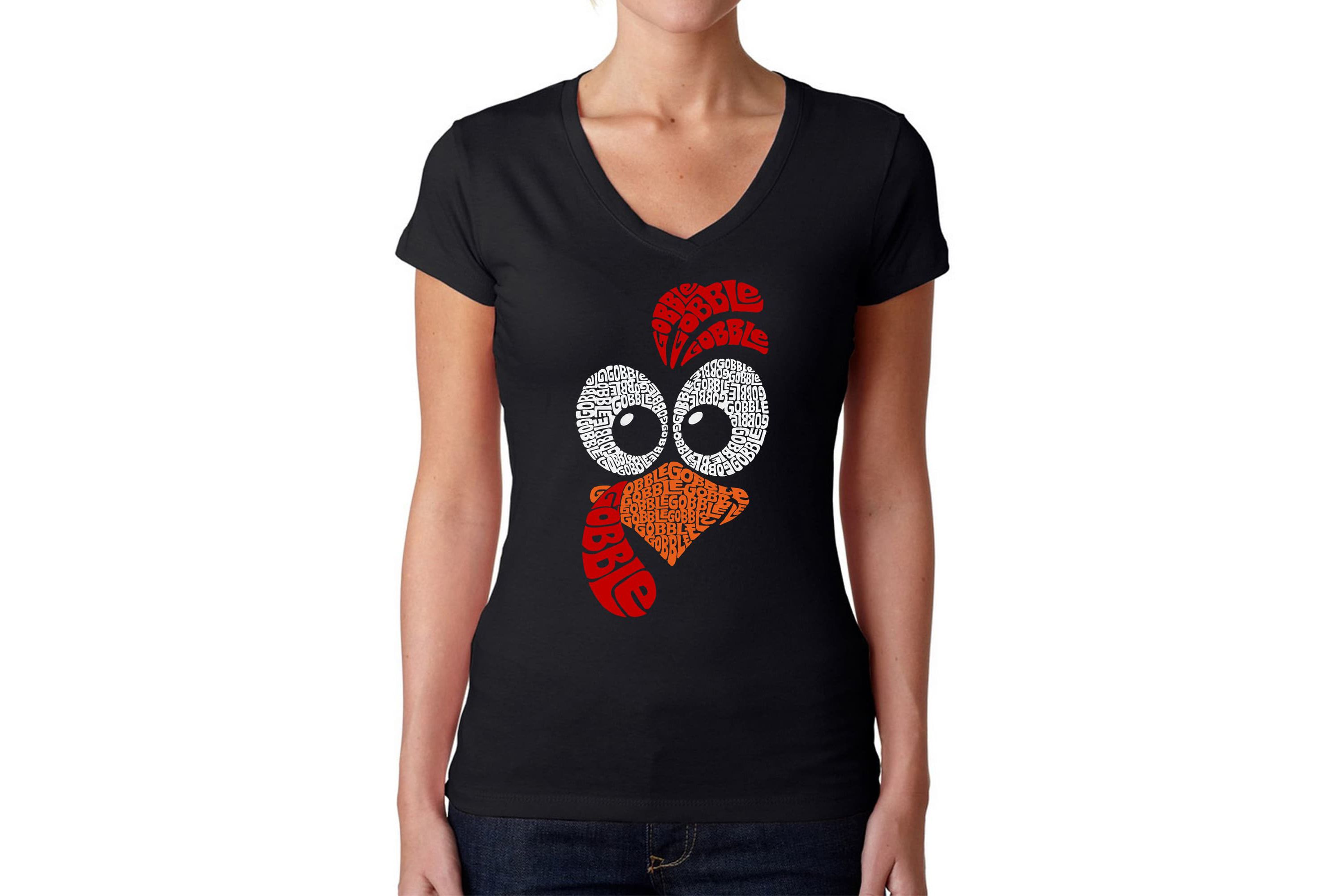 Turkey Face - Womens Word Art V-Neck T-Shirt