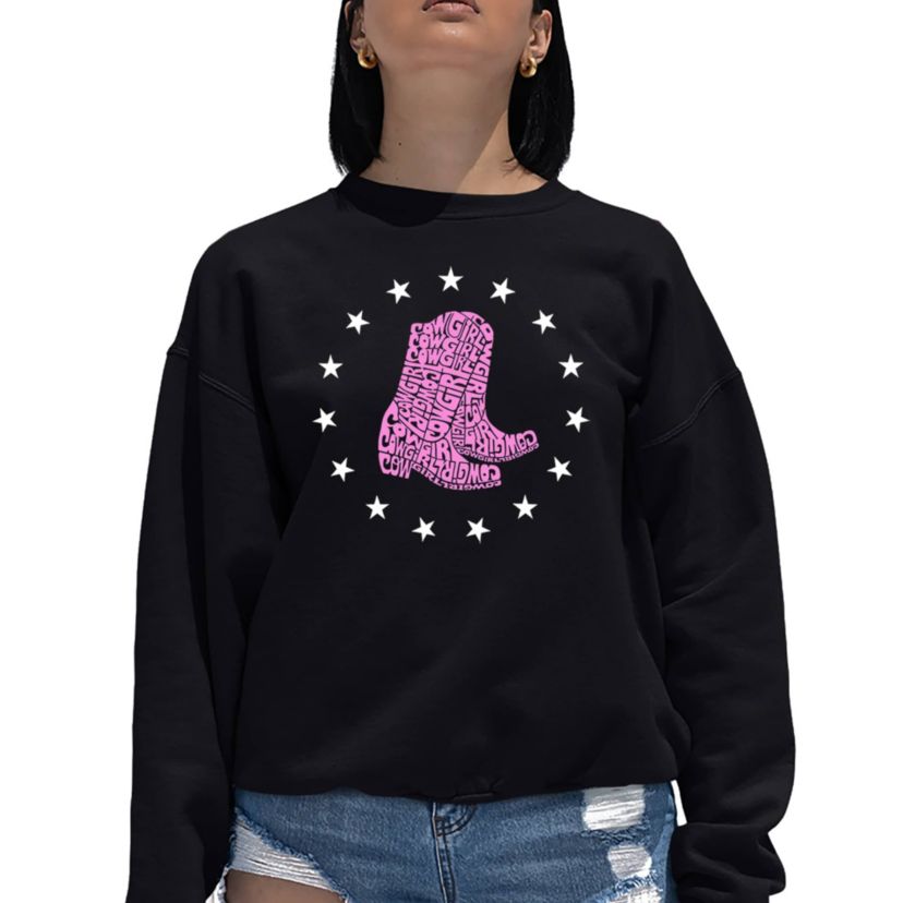 Cowgirl Boots - Womens Word Art Crewneck Sweatshirt
