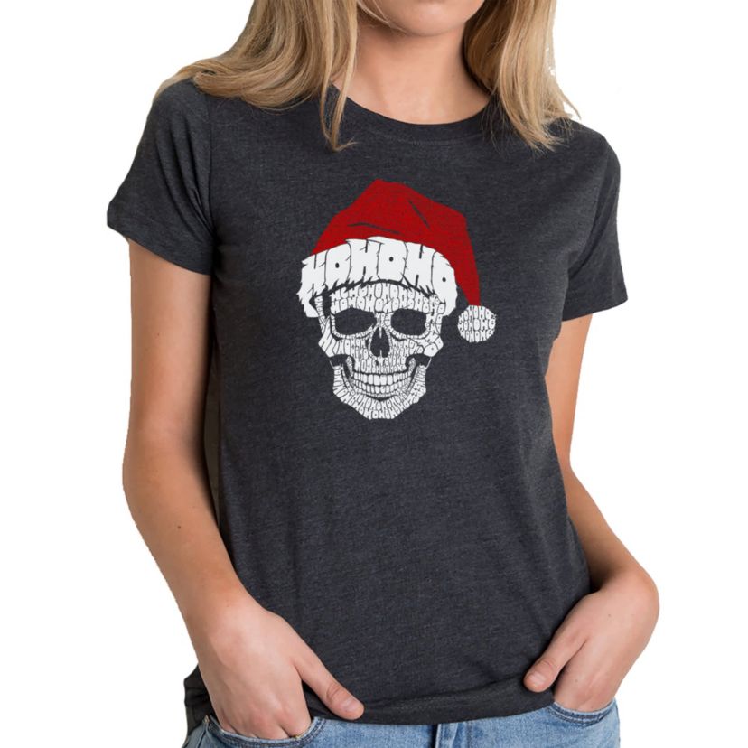 Santa Skull - Womens Premium Blend Word Art T-Shirt