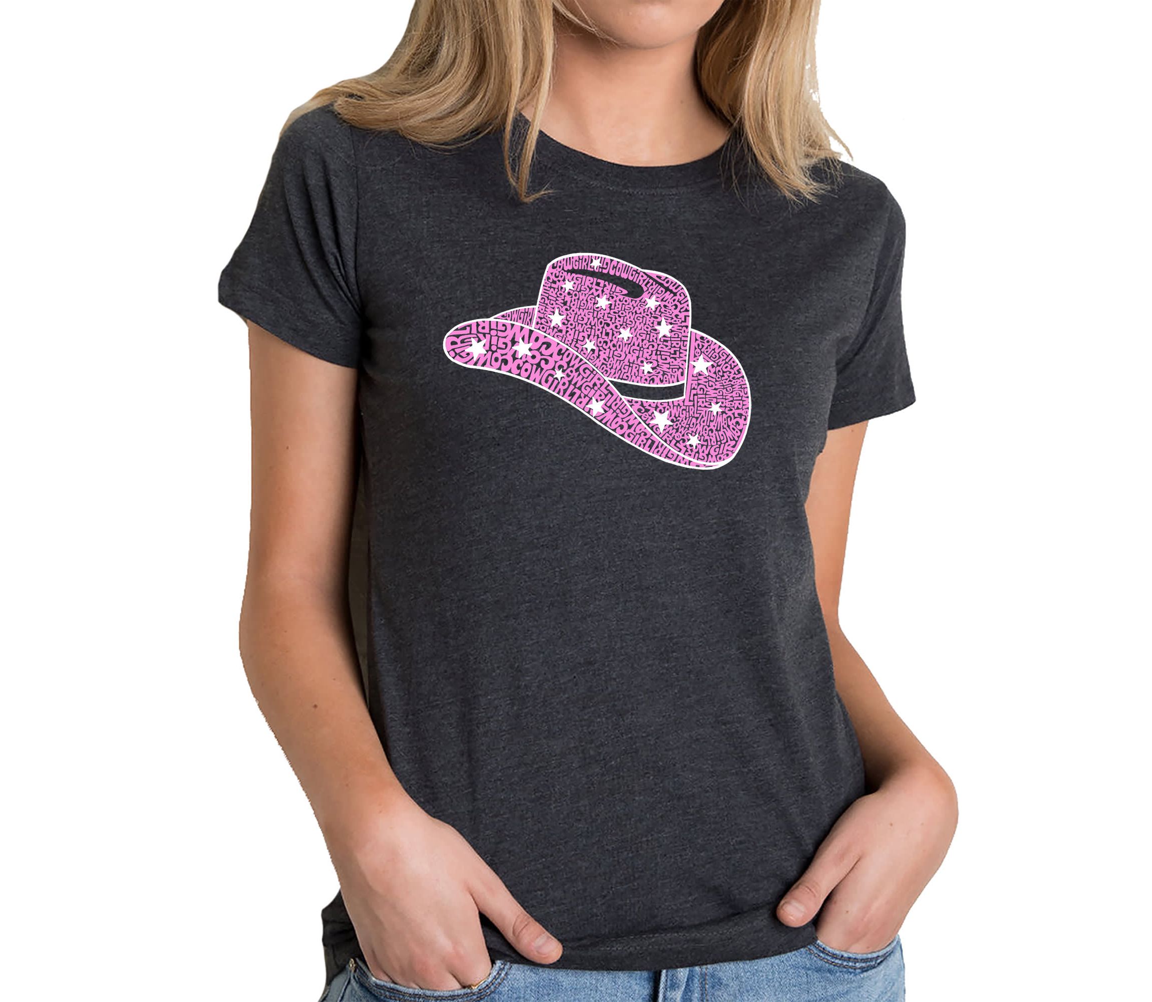 Cowgirl Hat - Womens Premium Blend Word Art T-Shirt