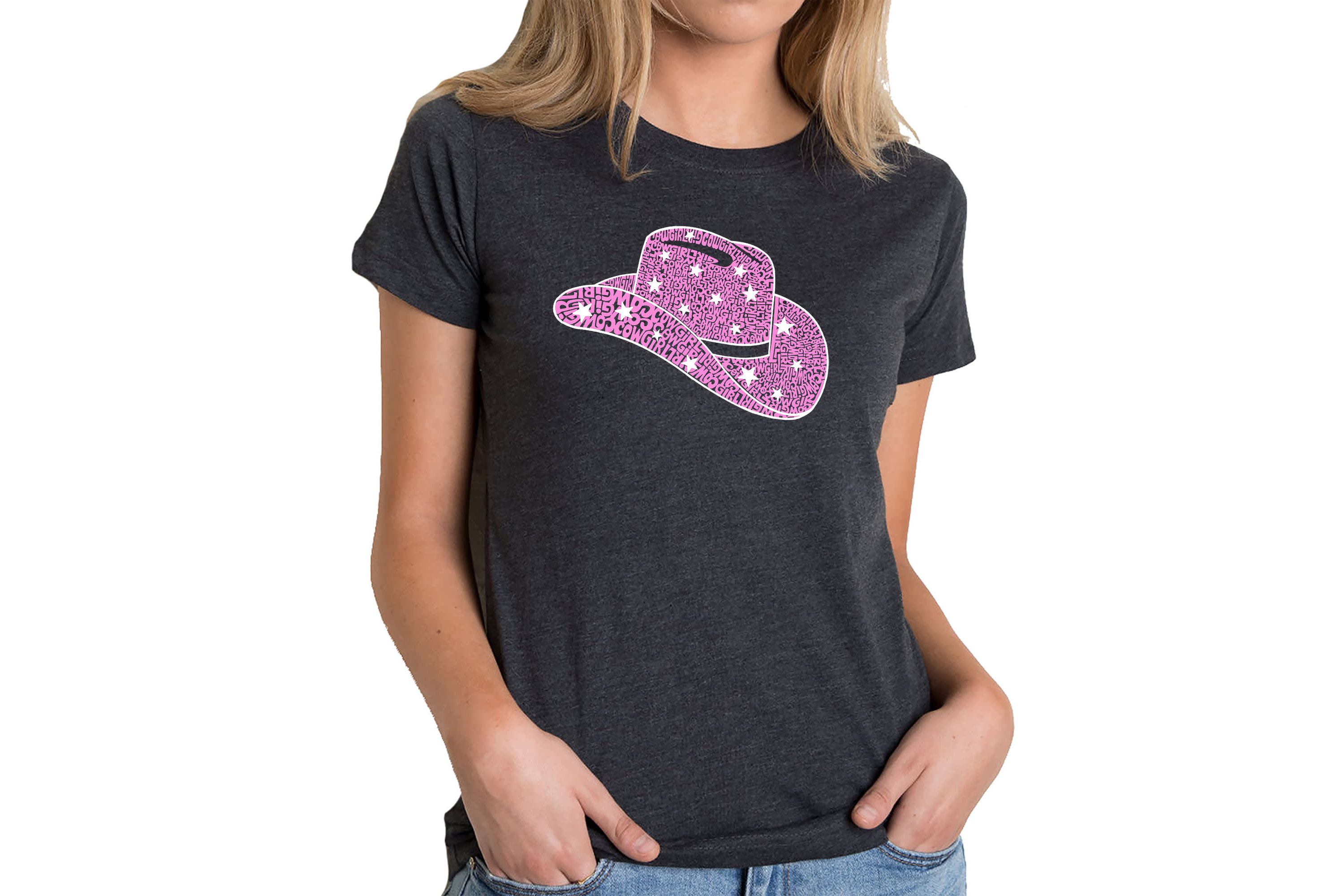 Cowgirl Hat - Womens Premium Blend Word Art T-Shirt