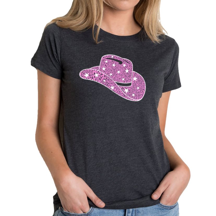 Cowgirl Hat - Womens Premium Blend Word Art T-Shirt