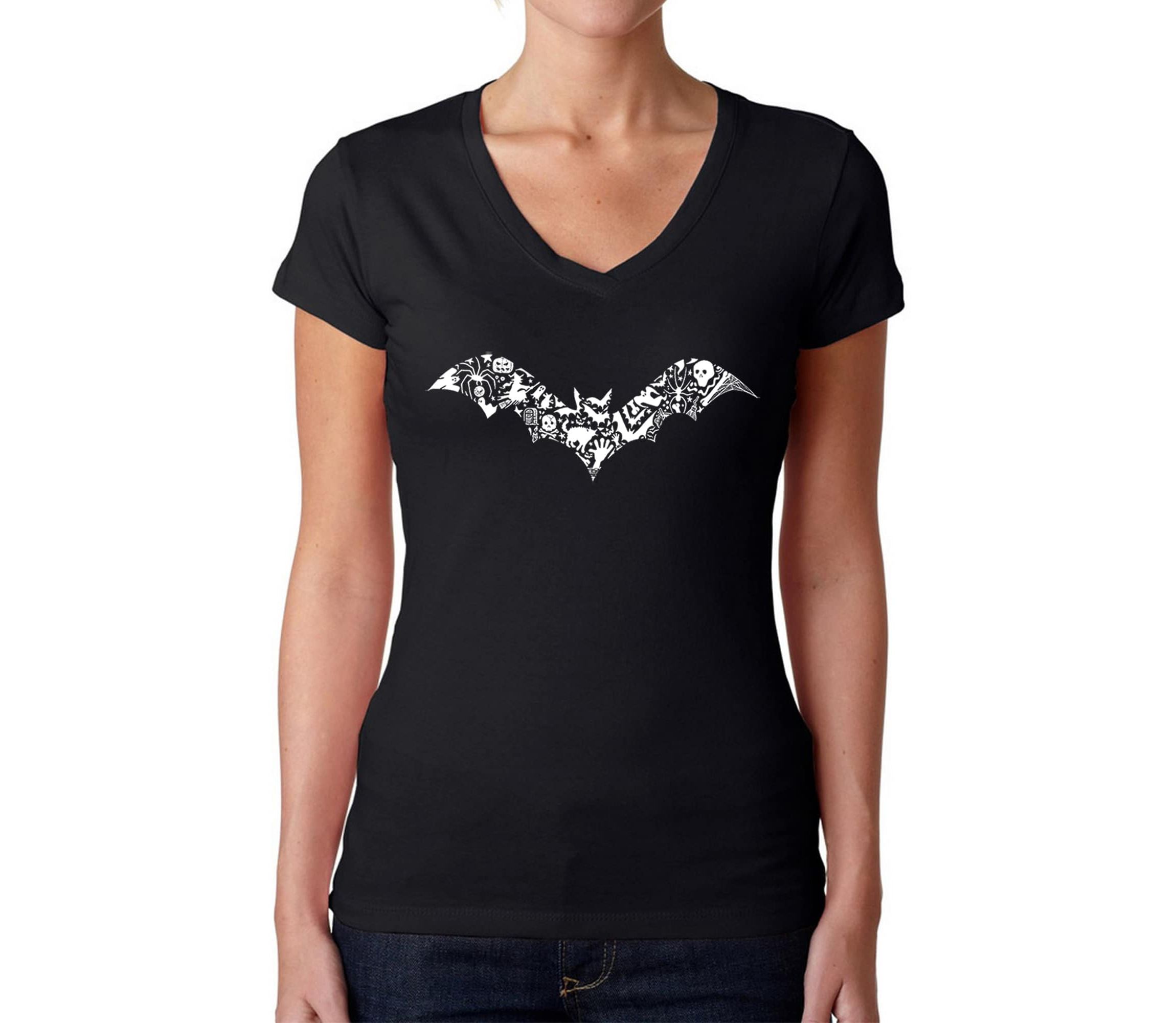 Bat Pics - Womens Word Art V-Neck T-Shirt
