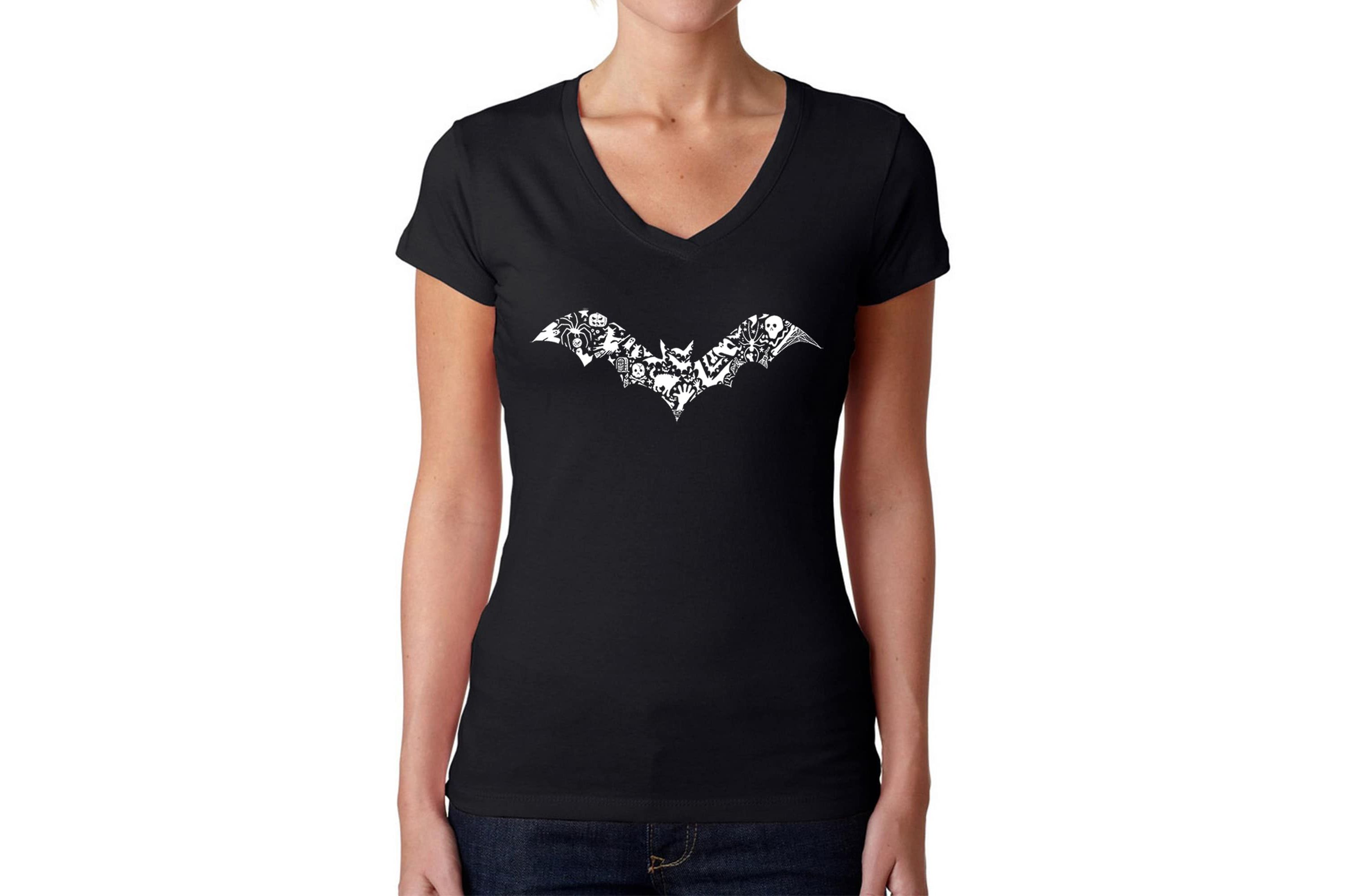 Bat Pics - Womens Word Art V-Neck T-Shirt