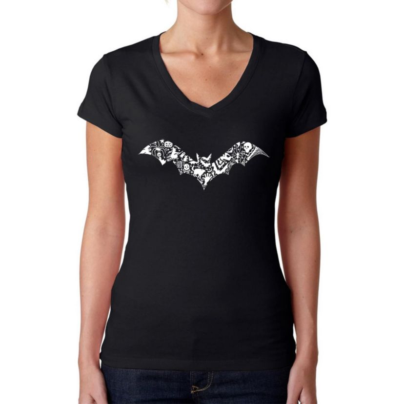 Bat Pics - Womens Word Art V-Neck T-Shirt