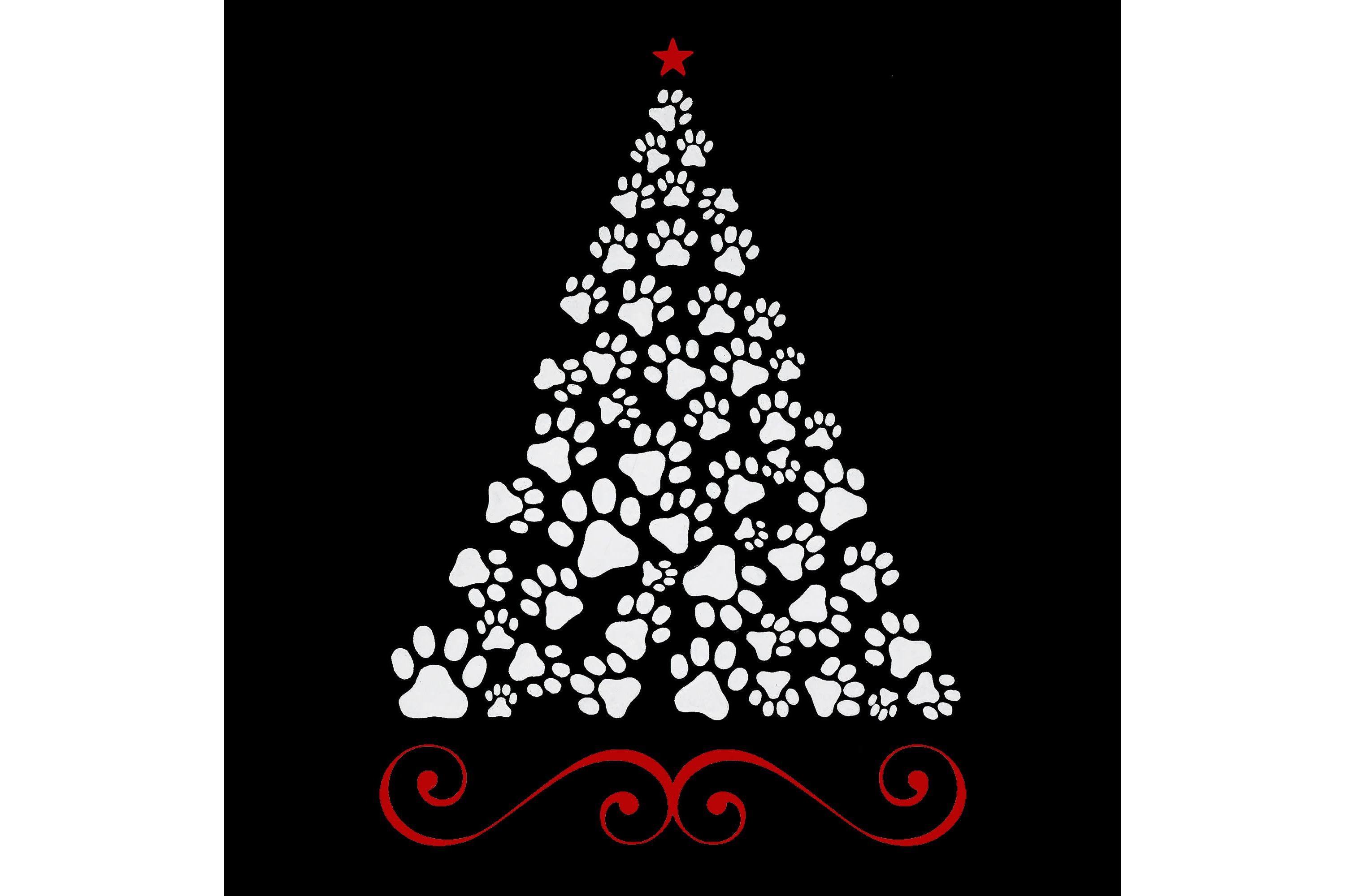 Paw Christmas Tree - Womens Word Art T-Shirt