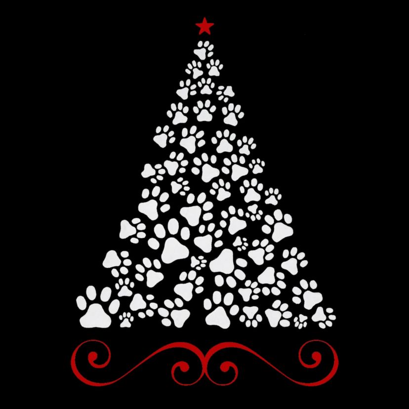 Paw Christmas Tree - Womens Word Art T-Shirt