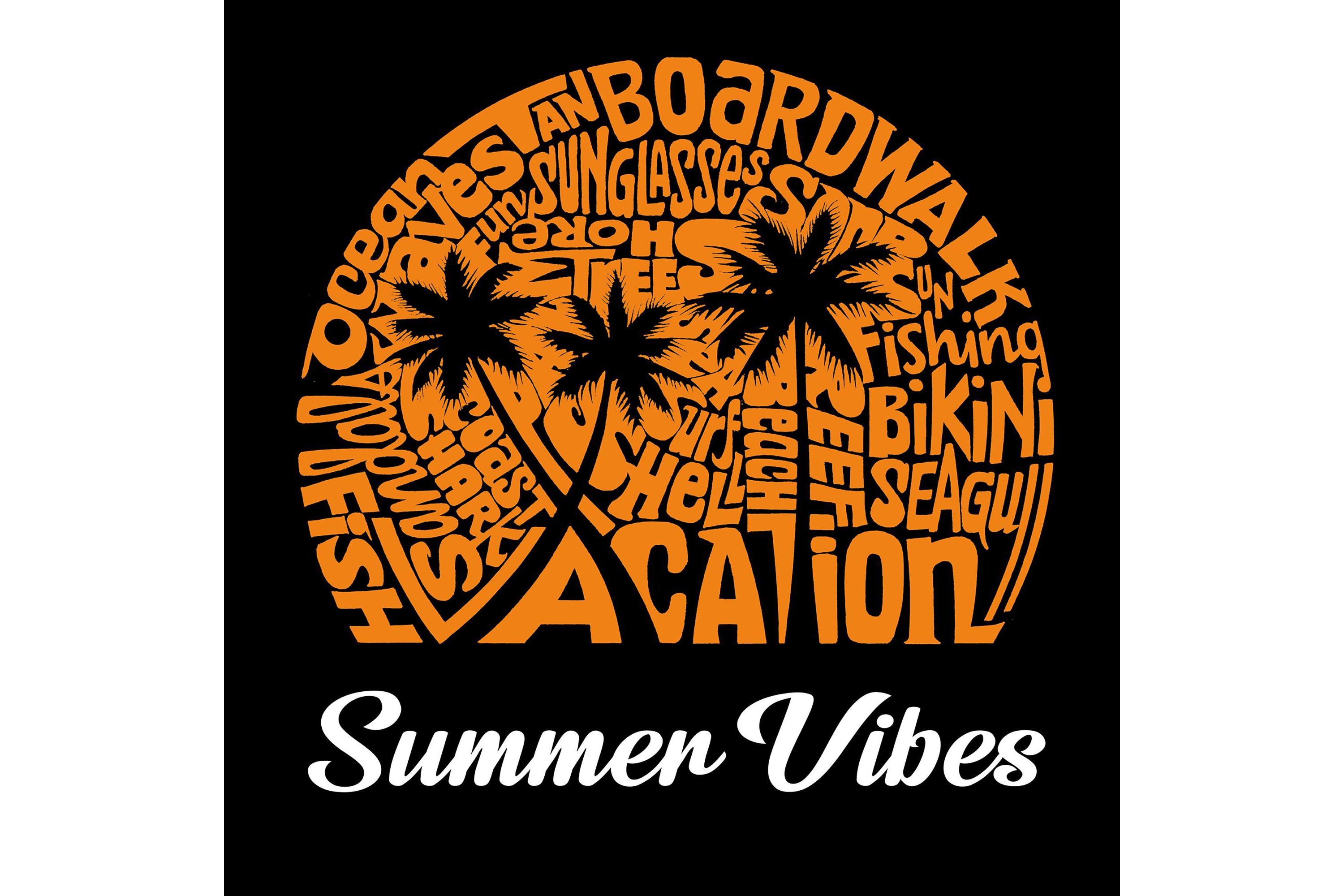 Summer Vibes - Womens Word Art Long Sleeve T-Shirt
