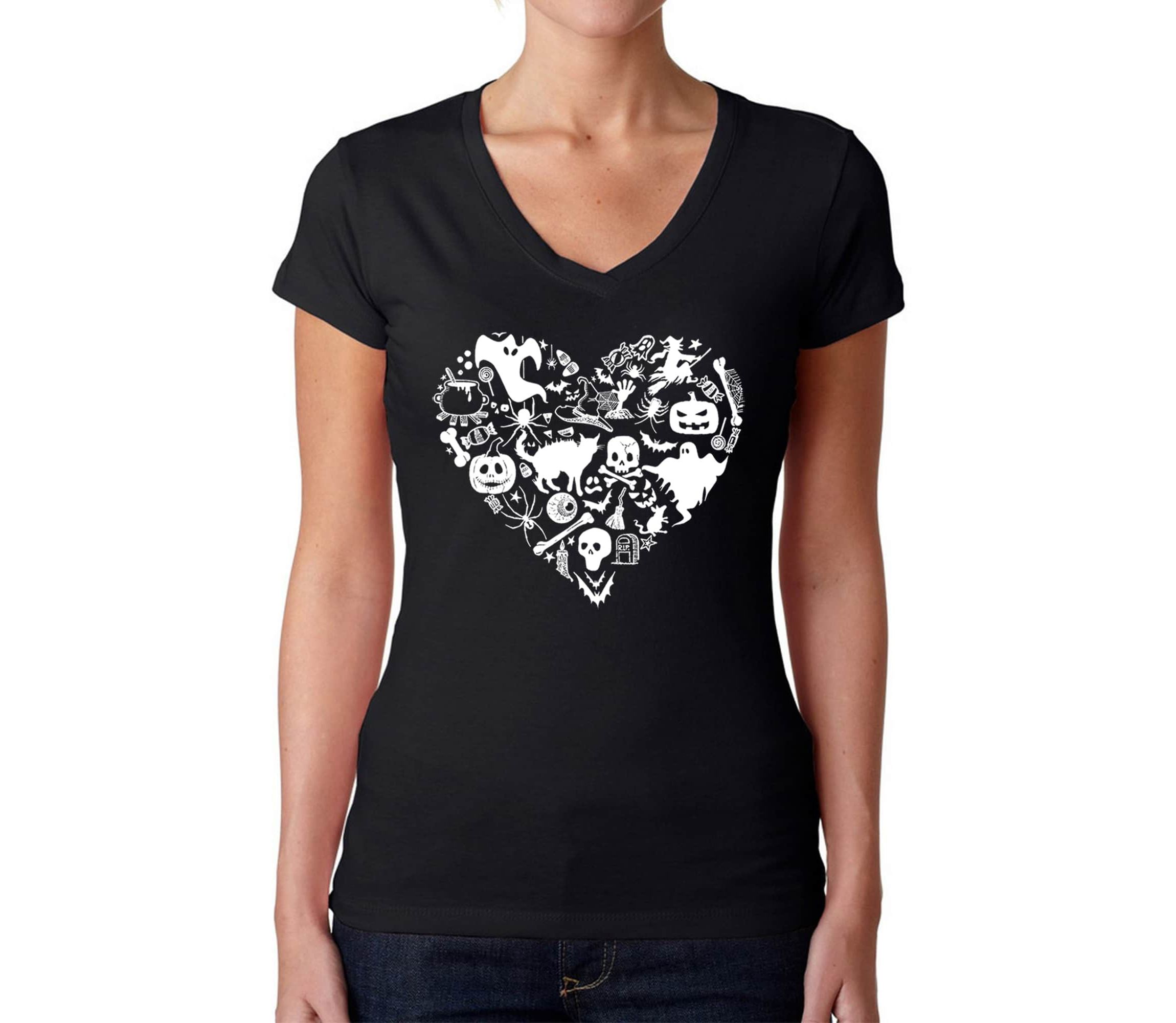 Halloween Heart - Womens Word Art V-Neck T-Shirt
