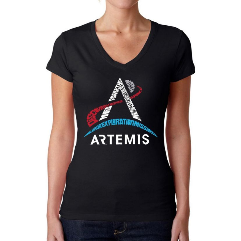 NASA Artemis Logo - Womens Word Art V-Neck T-Shirt