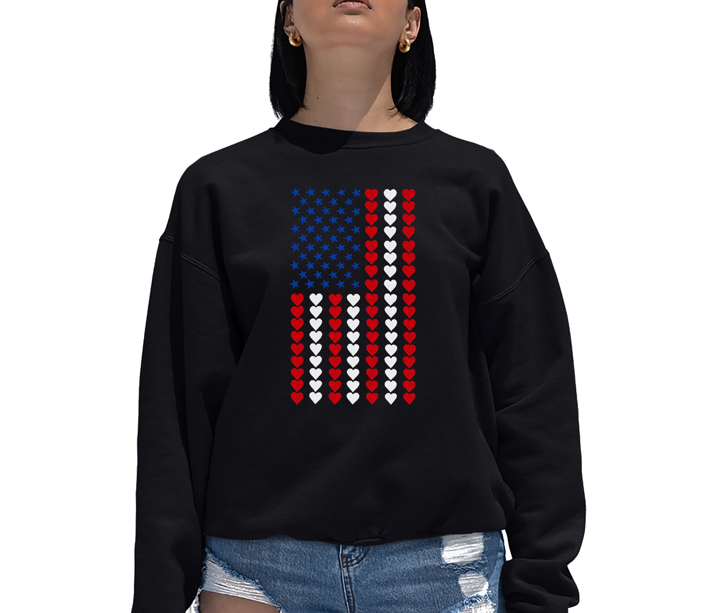 Heart Flag - Womens Word Art Crewneck Sweatshirt