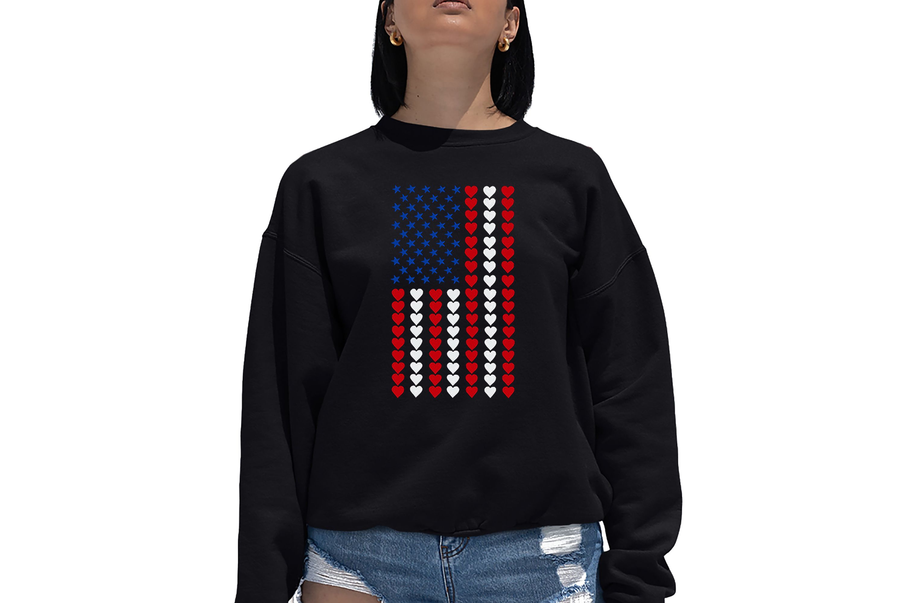Heart Flag - Womens Word Art Crewneck Sweatshirt