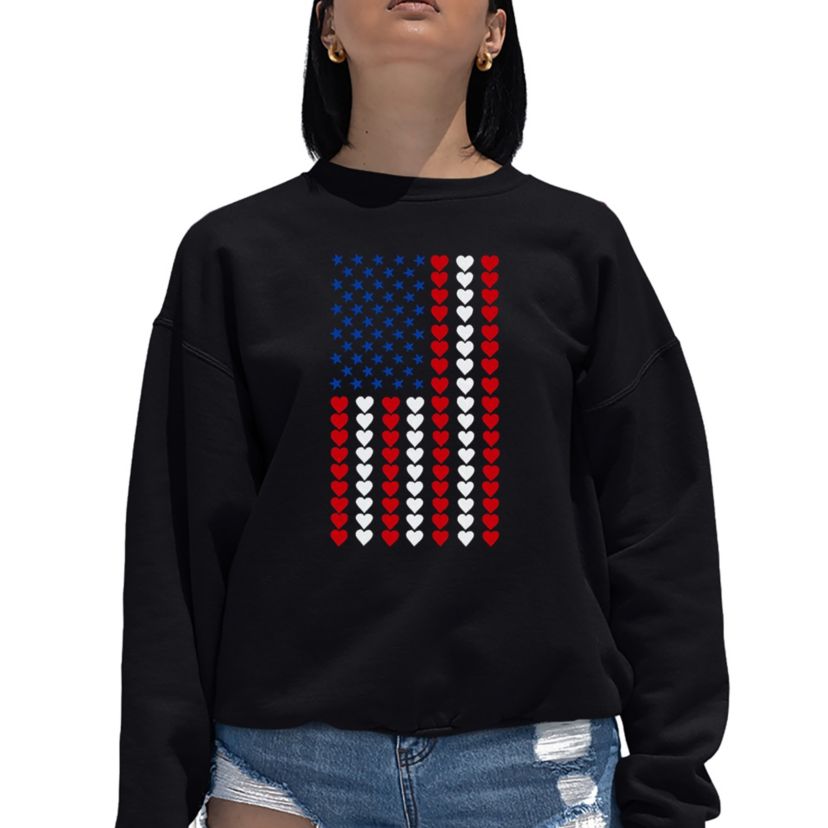 Heart Flag - Womens Word Art Crewneck Sweatshirt