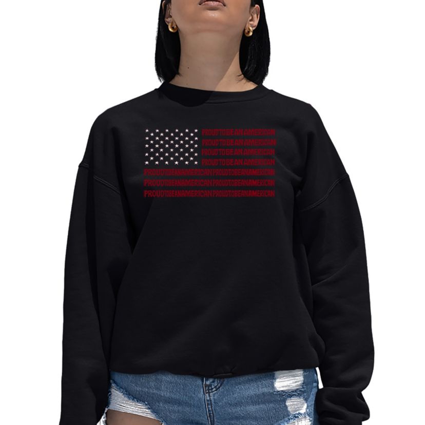Proud To Be An American - Womens Word Art Crewneck Sweatshirt
