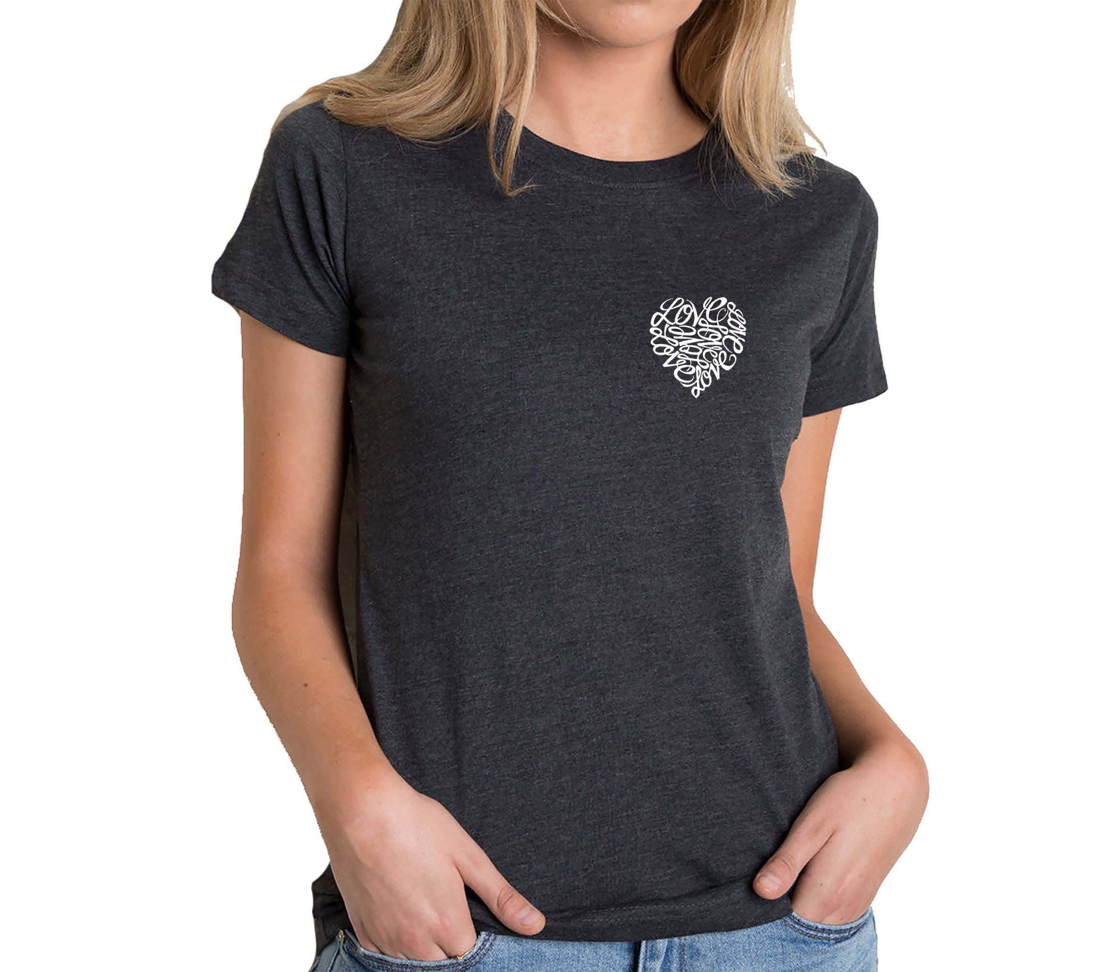 Cursive Heart - Womens Premium Blend Word Art T-Shirt