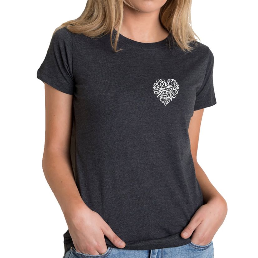 Cursive Heart - Womens Premium Blend Word Art T-Shirt
