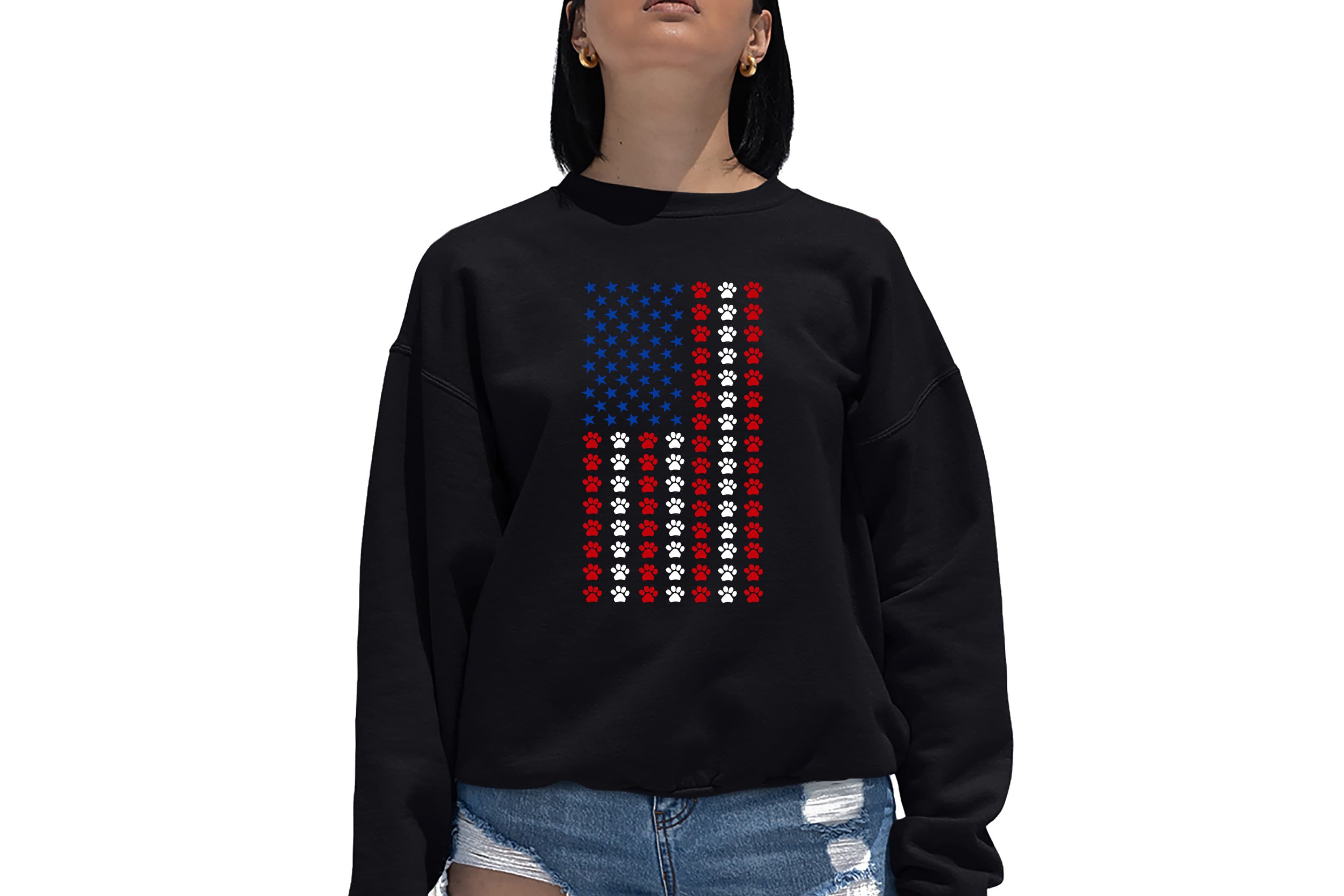 Paws Flag - Womens Word Art Crewneck Sweatshirt