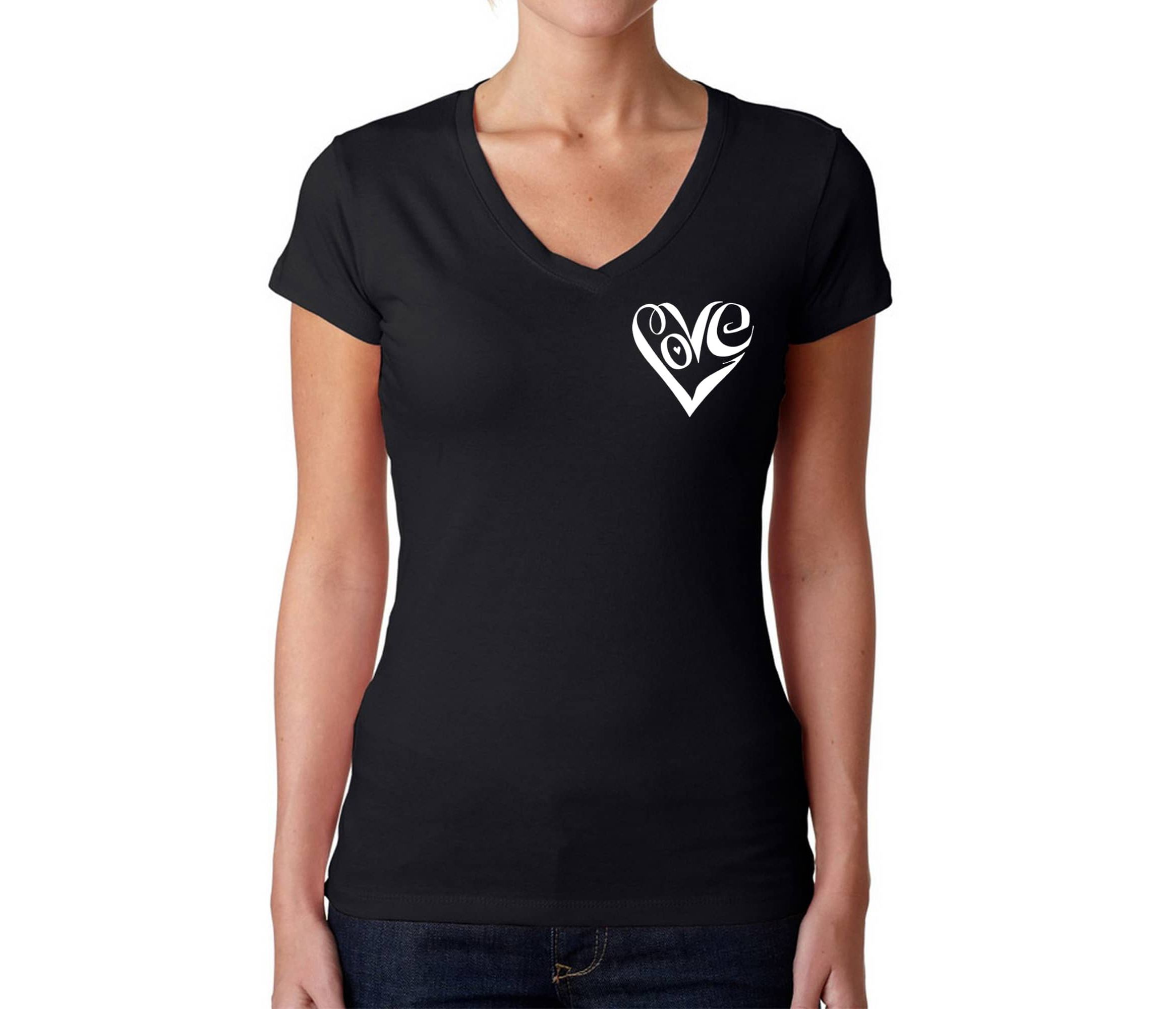 Script Heart - Womens Word Art V-Neck T-Shirt