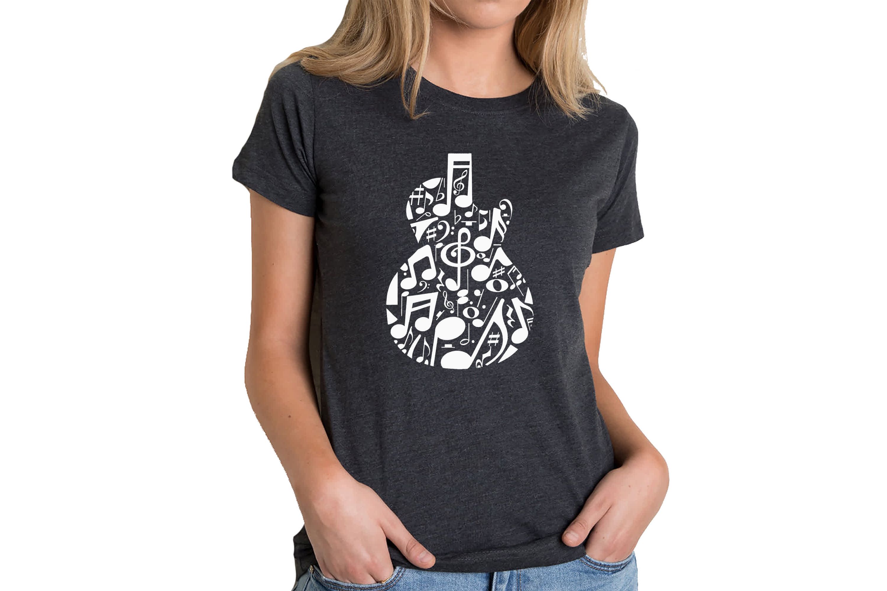 Music Notes Guitar - Womens Premium Blend Word Art T-Shirt