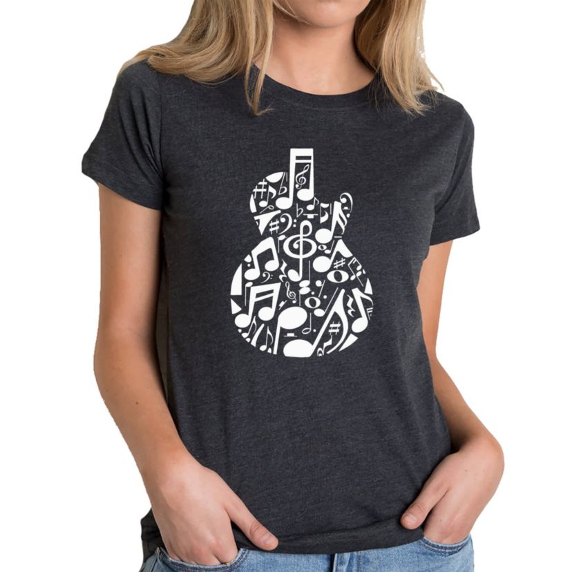 Music Notes Guitar - Womens Premium Blend Word Art T-Shirt