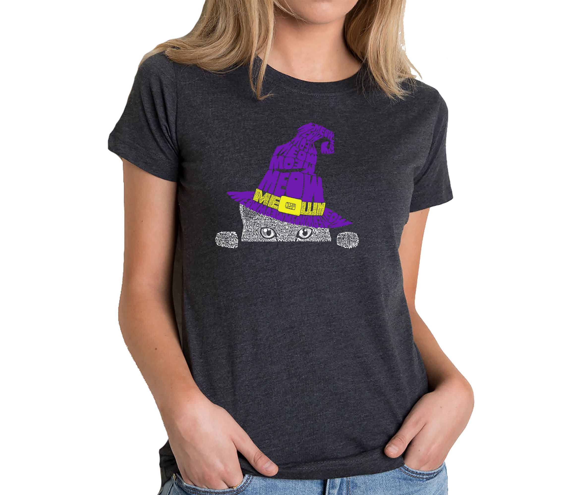 Peeking Witch Cat - Womens Premium Blend Word Art T-Shirt