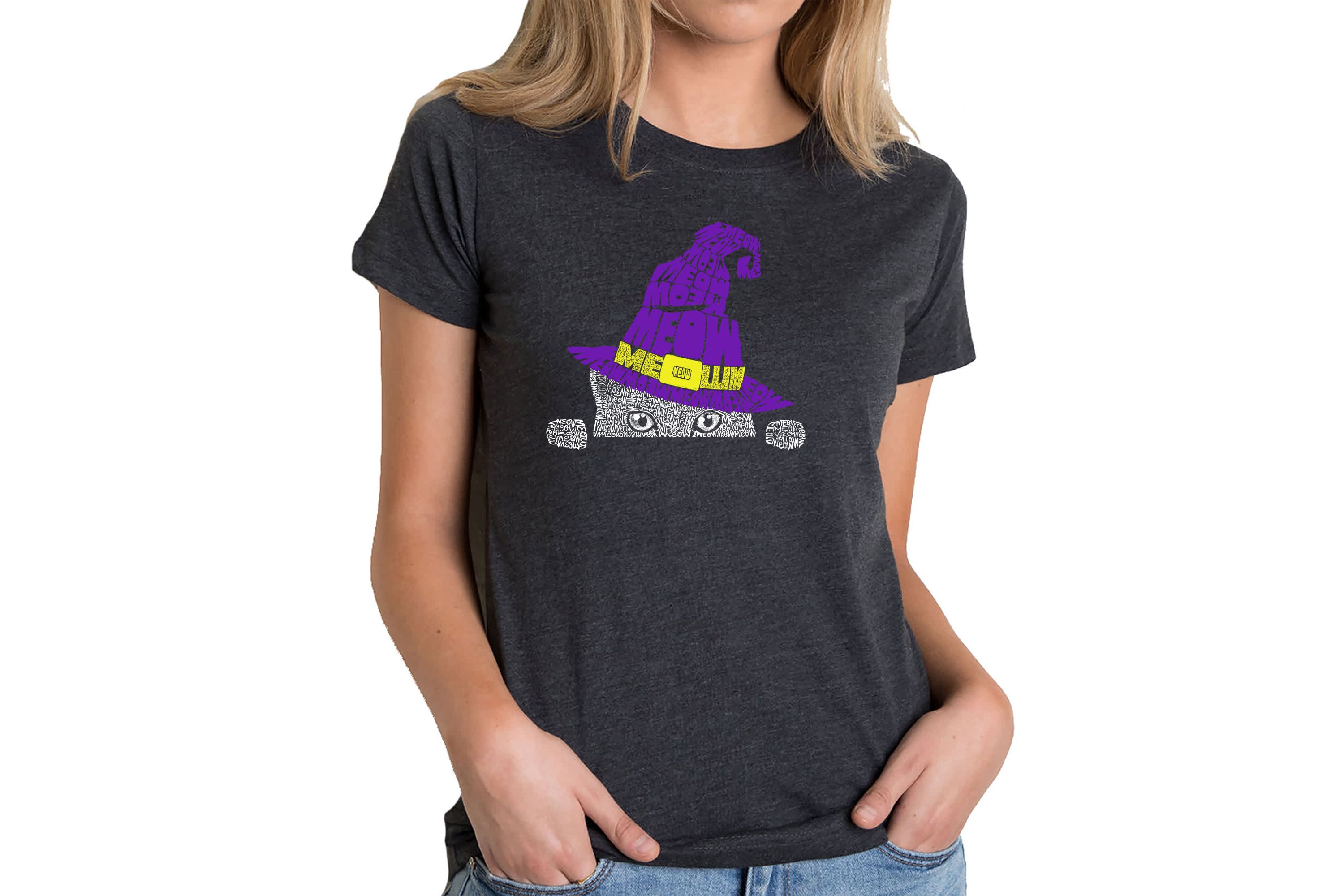 Peeking Witch Cat - Womens Premium Blend Word Art T-Shirt