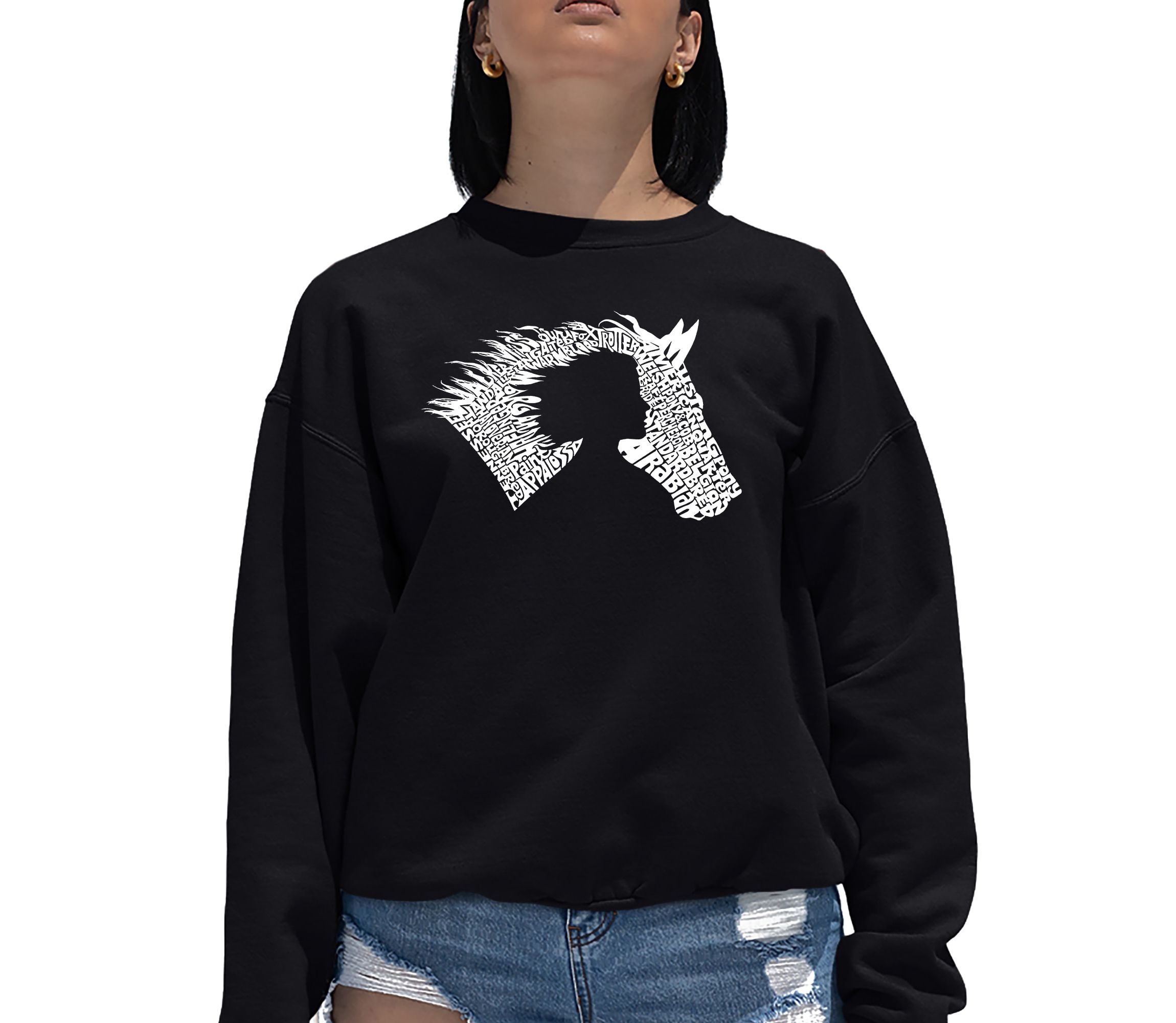 Girl Horse - Womens Word Art Crewneck Sweatshirt