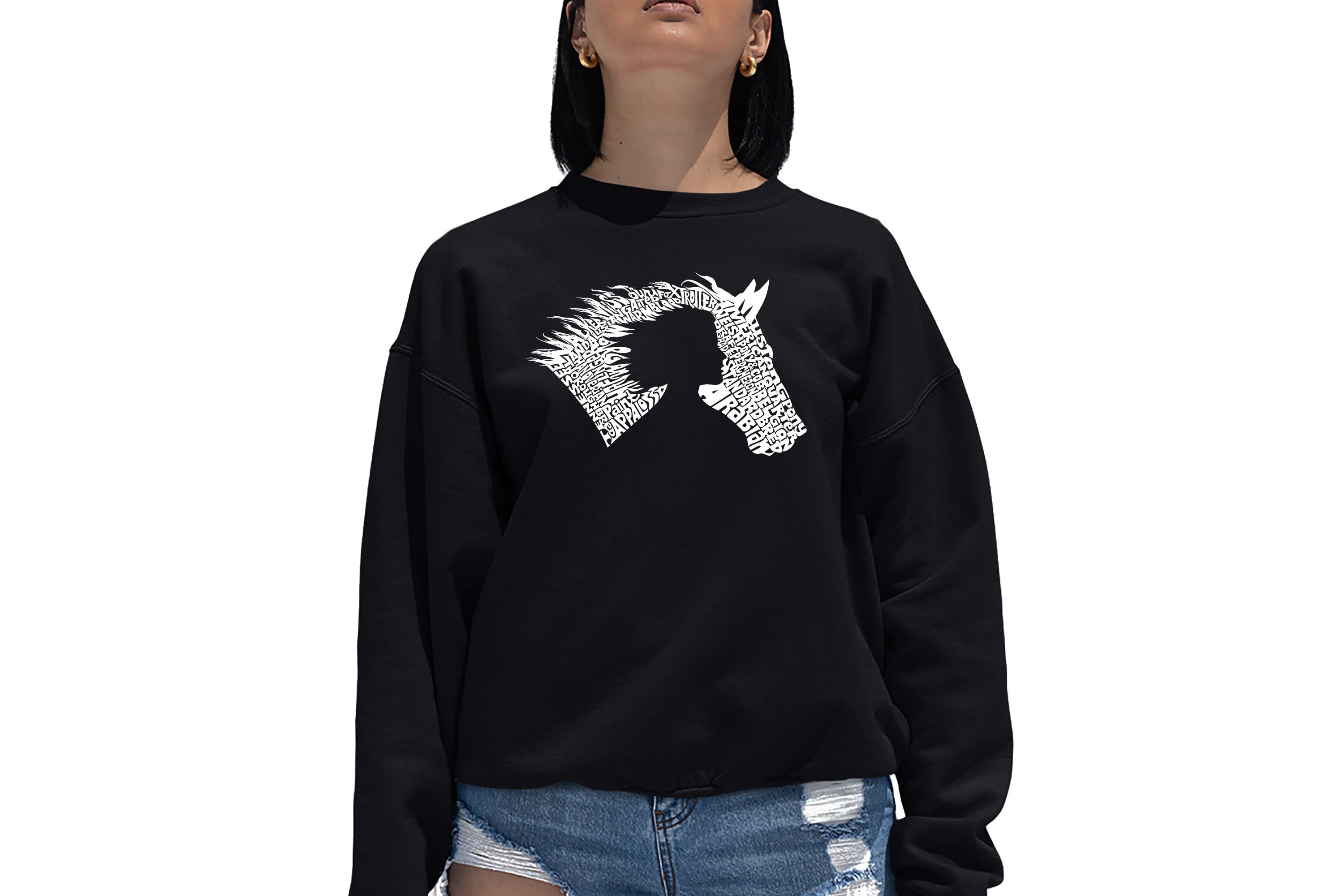 Girl Horse - Womens Word Art Crewneck Sweatshirt
