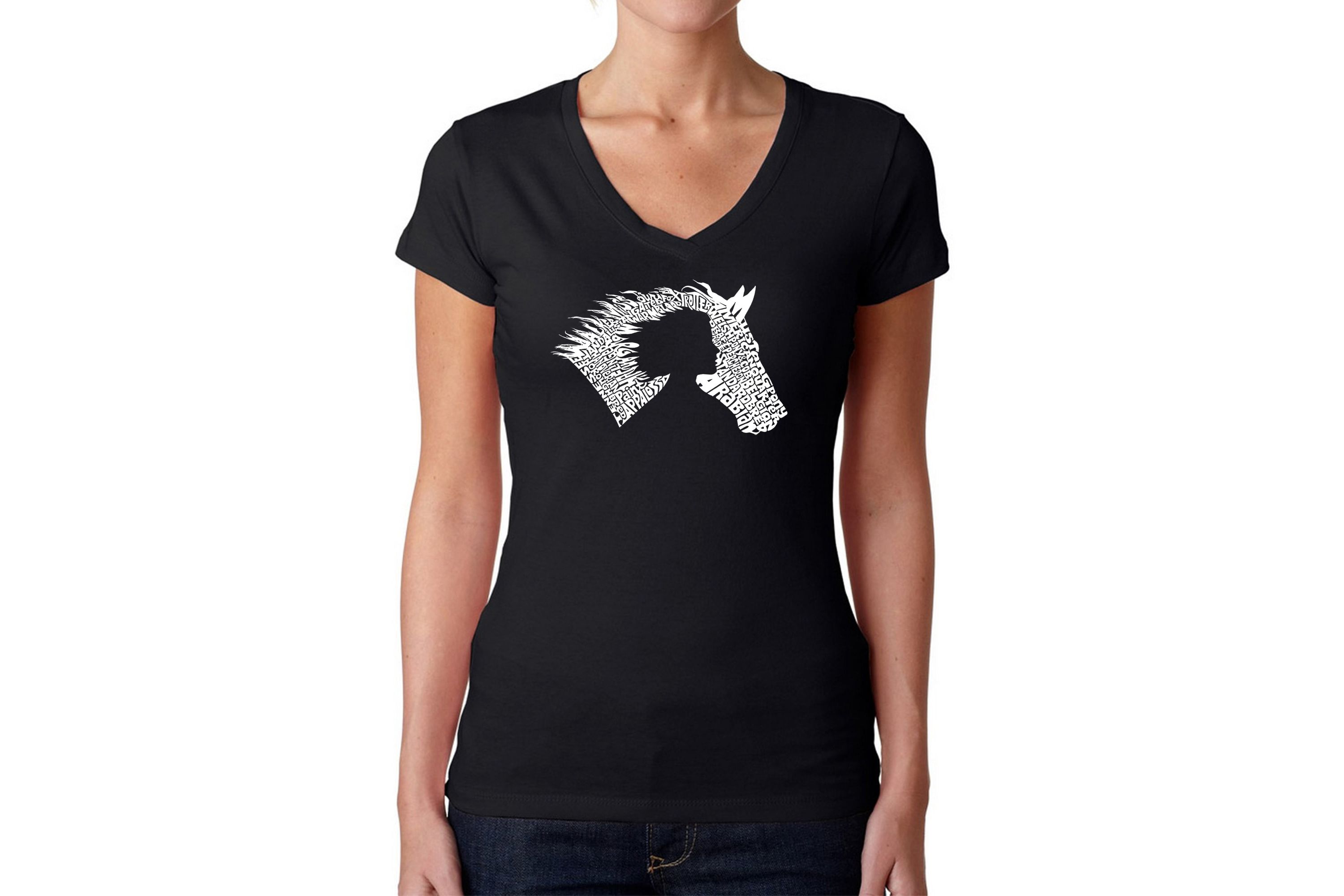 Girl Horse - Womens Word Art V-Neck T-Shirt