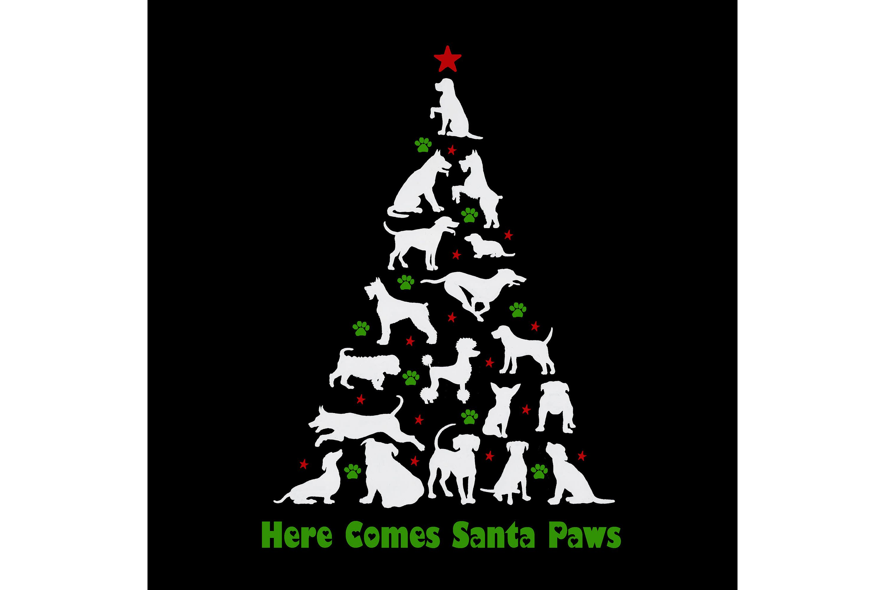 Here Comes Santa Paws - Womens Word Art Long Sleeve T-Shirt