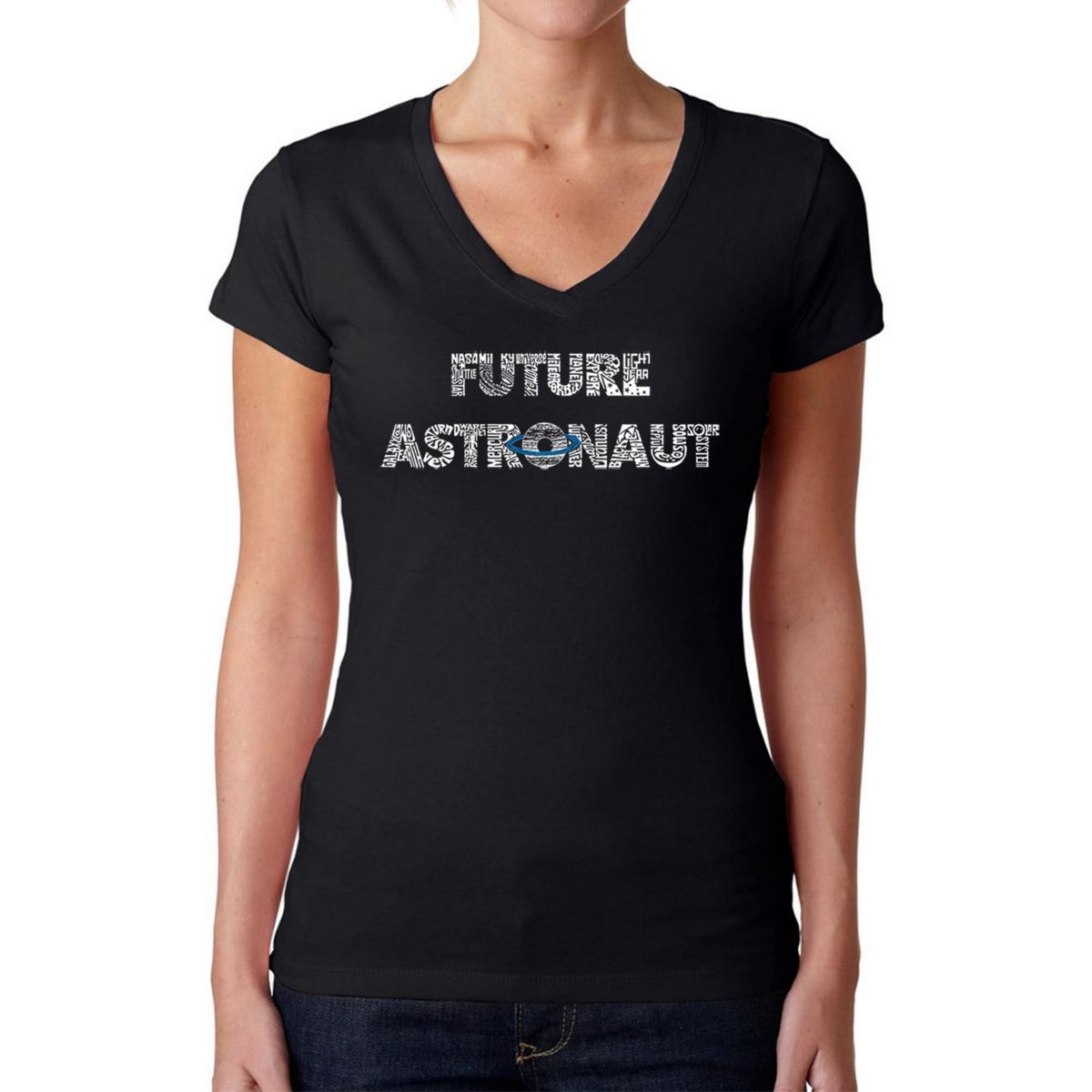 Future Astronaut - Womens Word Art V-Neck T-Shirt