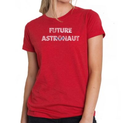 LA Pop Art Future Astronaut - Women's Premium Blend Word Art T-Shirt, Red, Medium