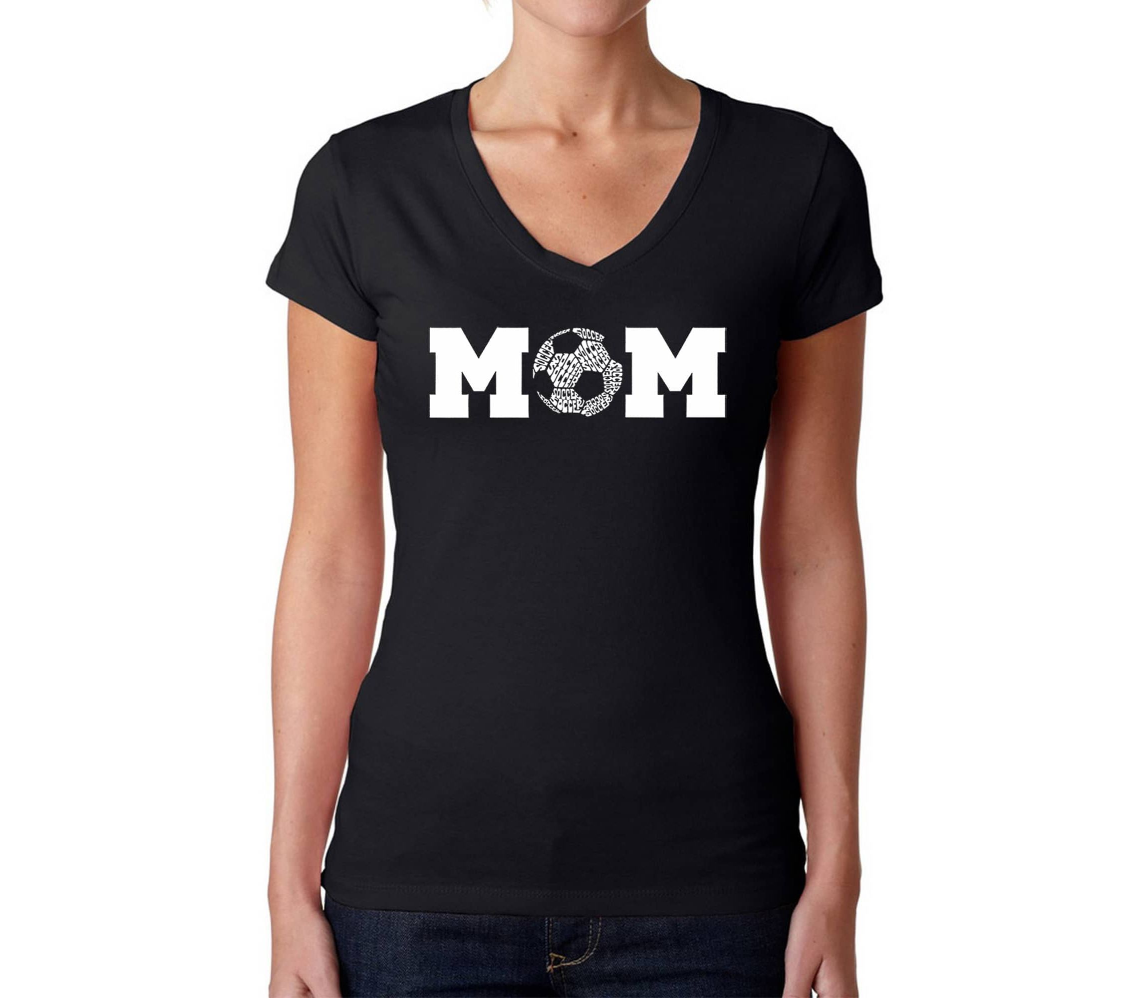 Soccer Mom - Womens Word Art V-Neck T-Shirt