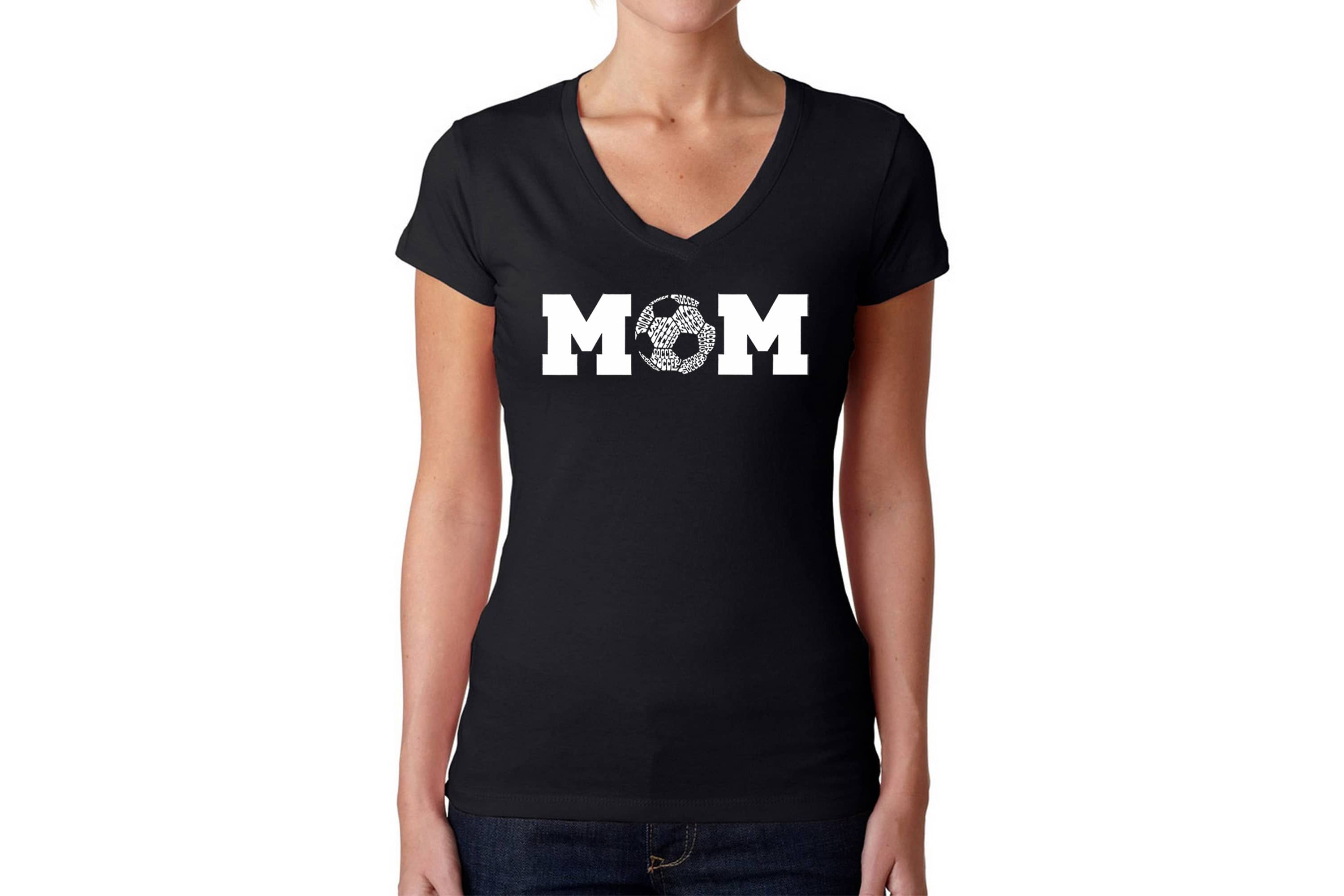 Soccer Mom - Womens Word Art V-Neck T-Shirt