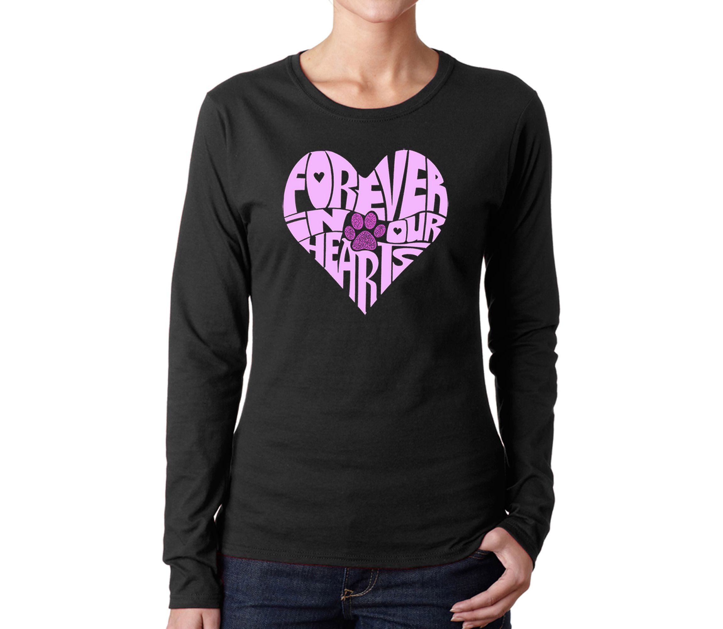Forever In Our Hearts - Womens Word Art Long Sleeve T-Shirt